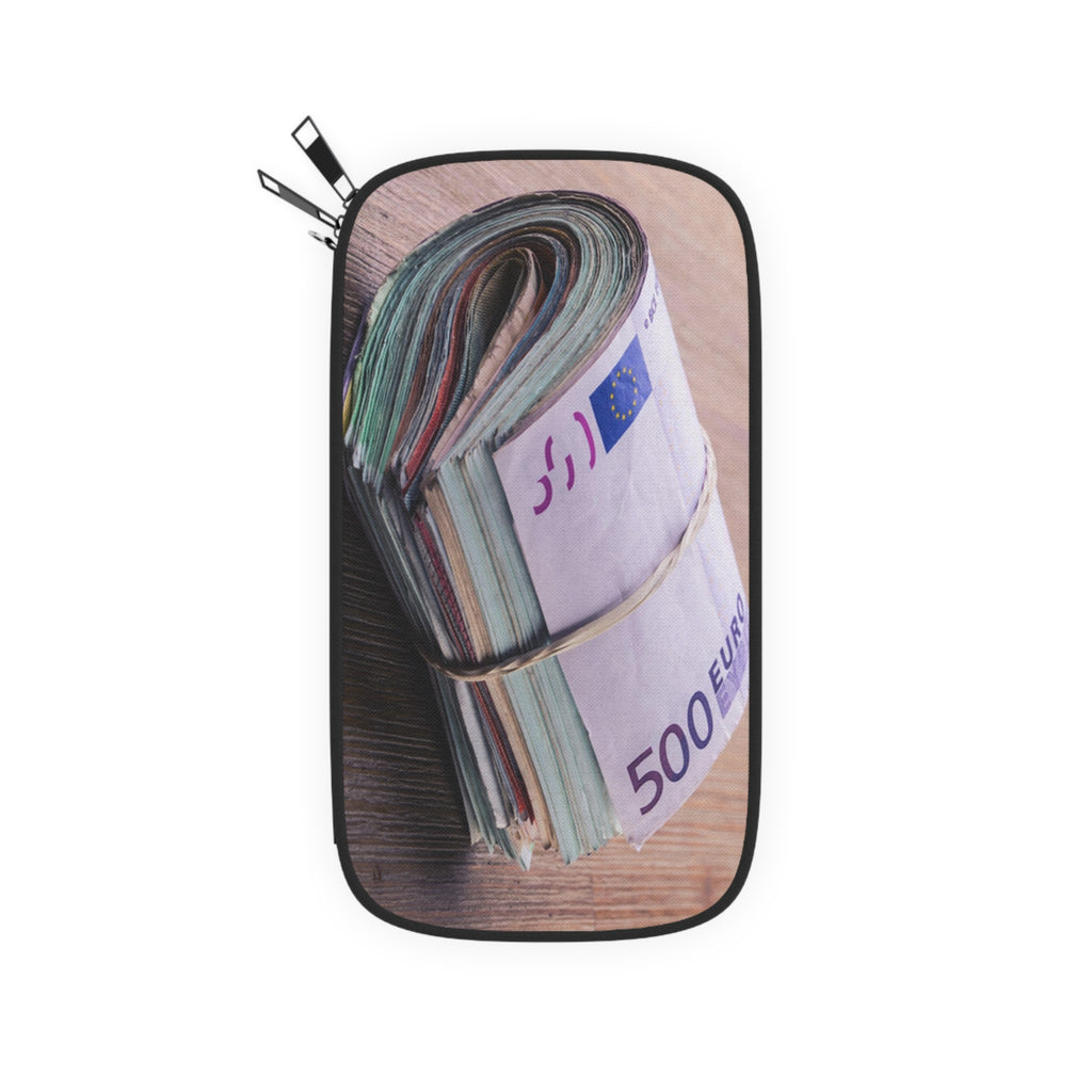 Stack of Euro Bills Passport Wallet | Money Roll Travel Accessory
