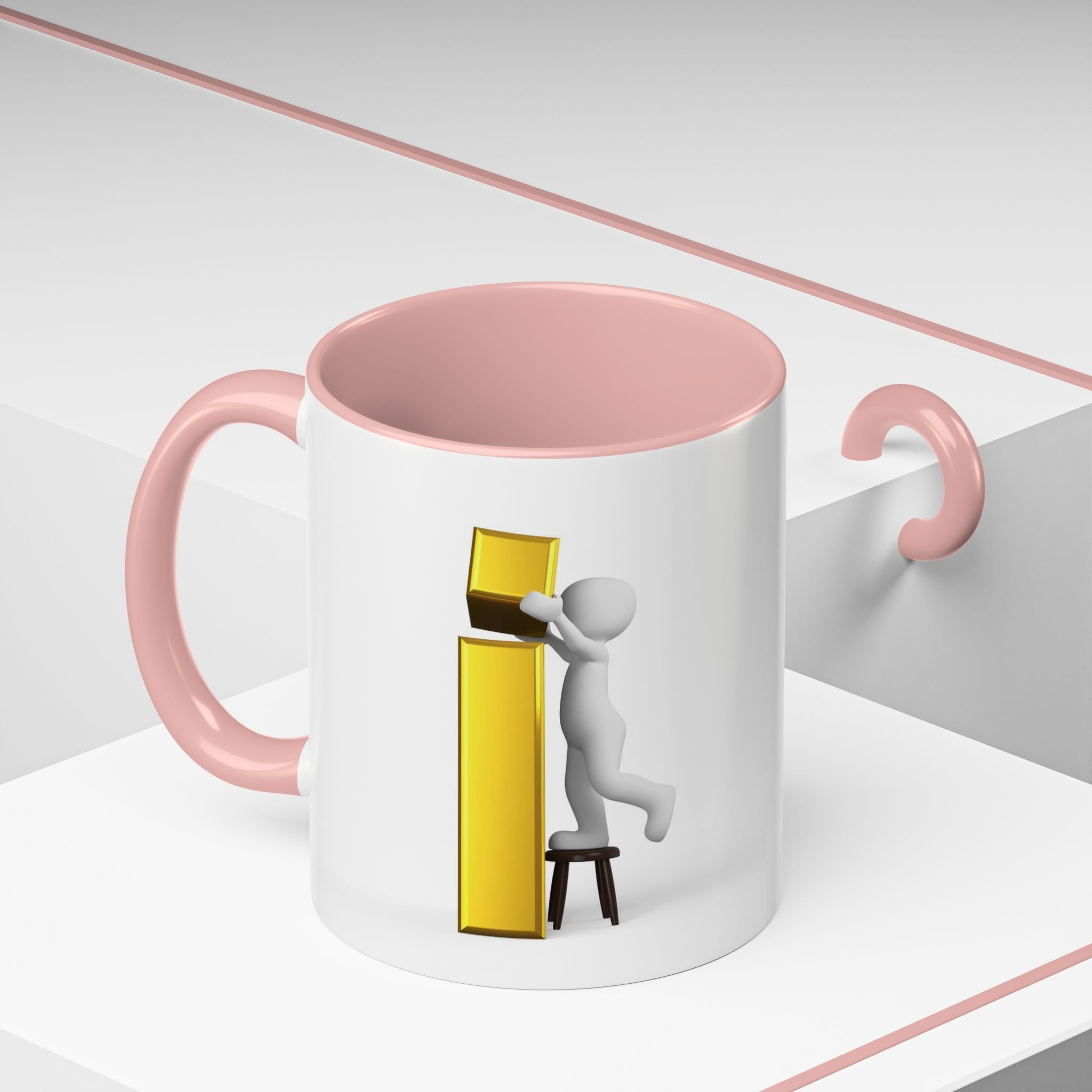 3D Figure Climbing Gold Letter i Mug | Accent Coffee Mug