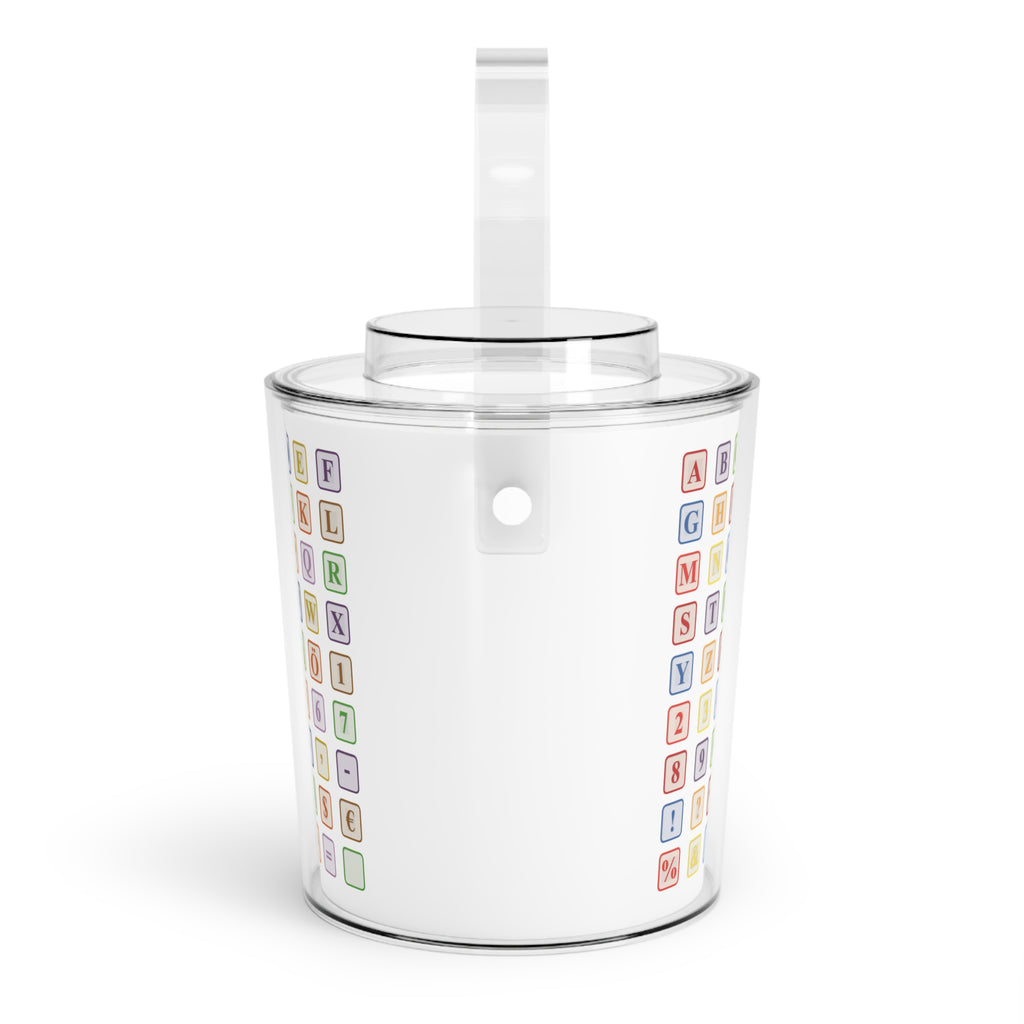 Color Block Alphabet Ice Bucket with Tongs | Retro Letter Blocks Drink Cooler