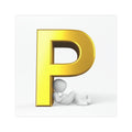 Golden Letter P with 3D Figure Car Magnet | Initial Monogram Magnet