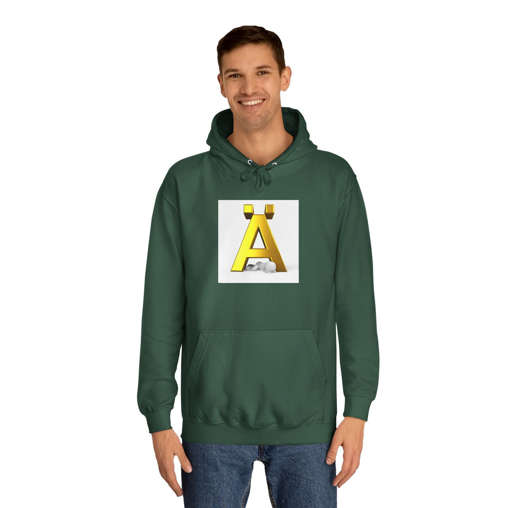 Gold Letter Ä Hoodie | 3D Metallic A with Rocks