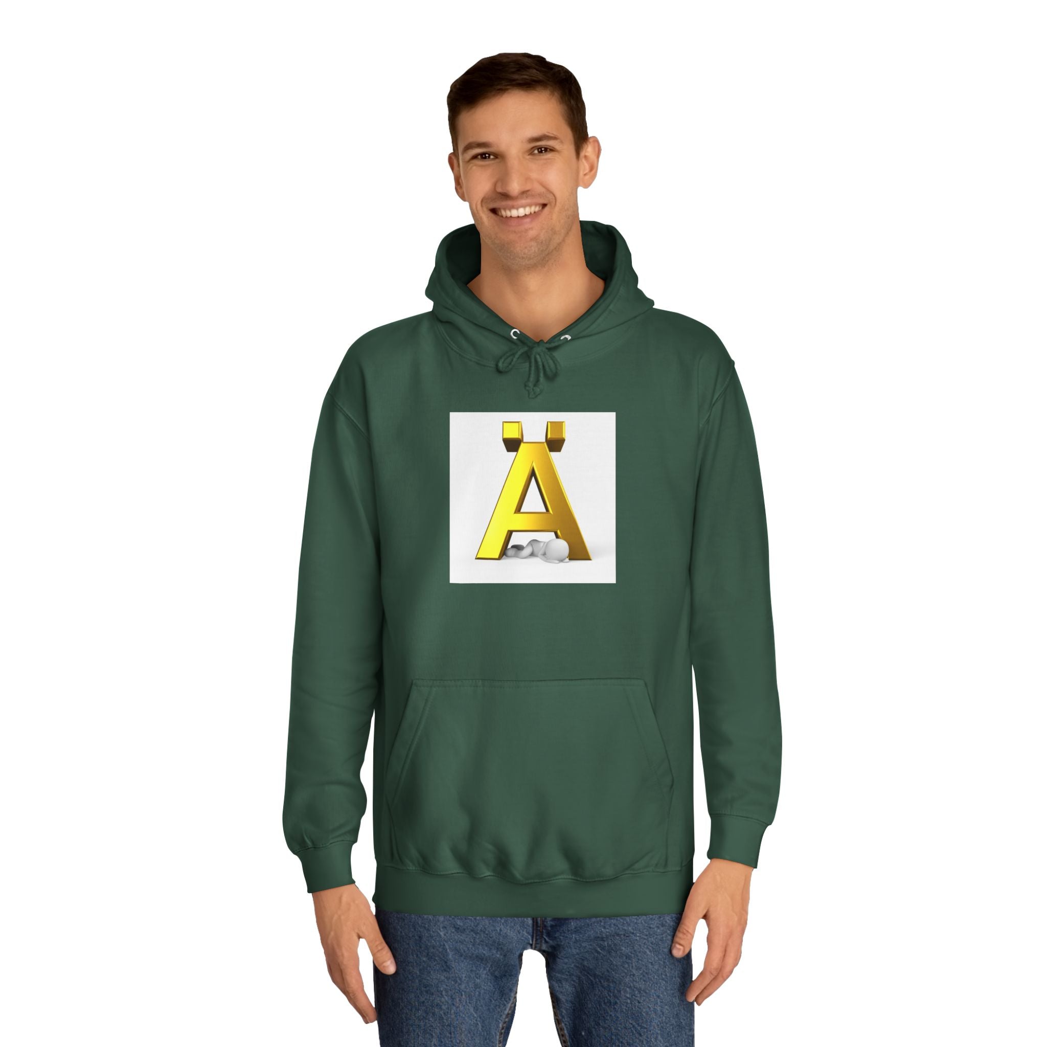 Gold Letter Ä Hoodie | 3D Metallic A with Rocks