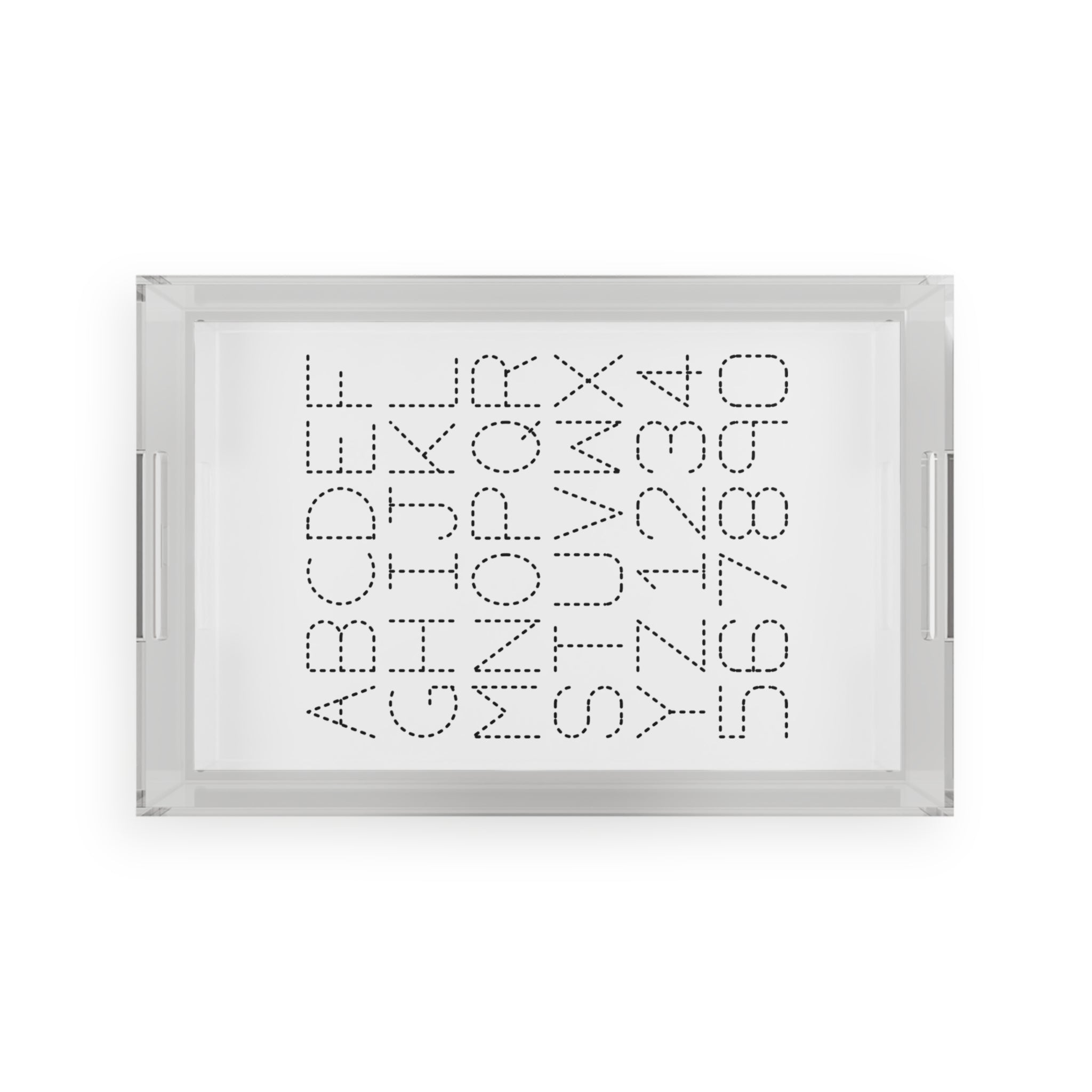 Stitched Dot Alphabet Acrylic Serving Tray | Modern Monogram Tray