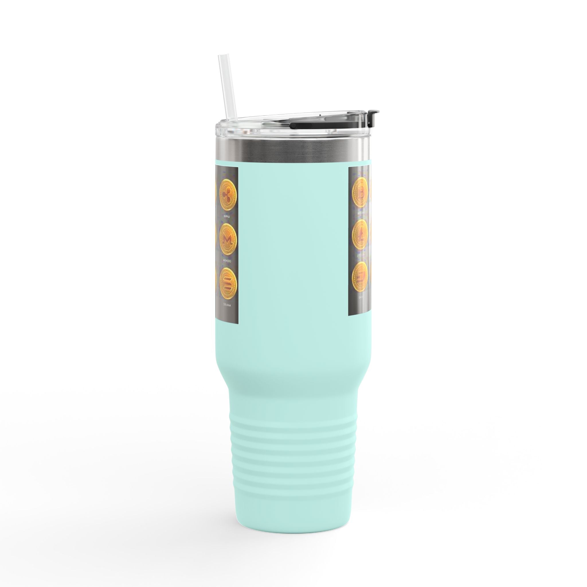Mug de voyage isotherme 40 oz avec icônes de crypto-monnaies | Gobelet isotherme
