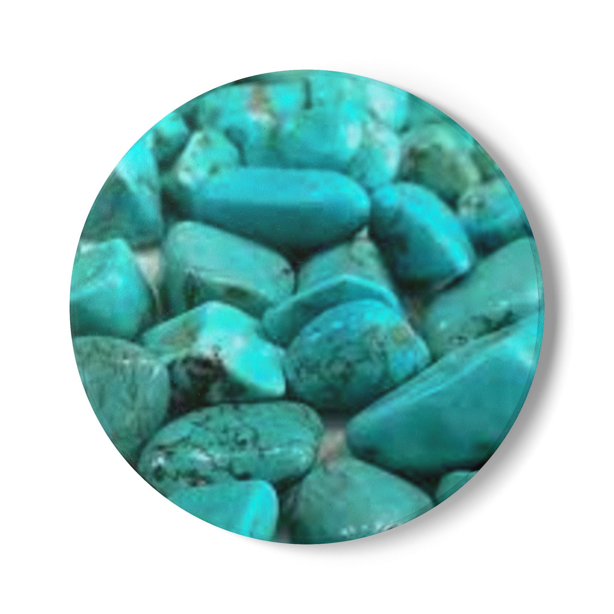 Turquoise Stone Pattern Ceramic Coaster | Round Cork Back