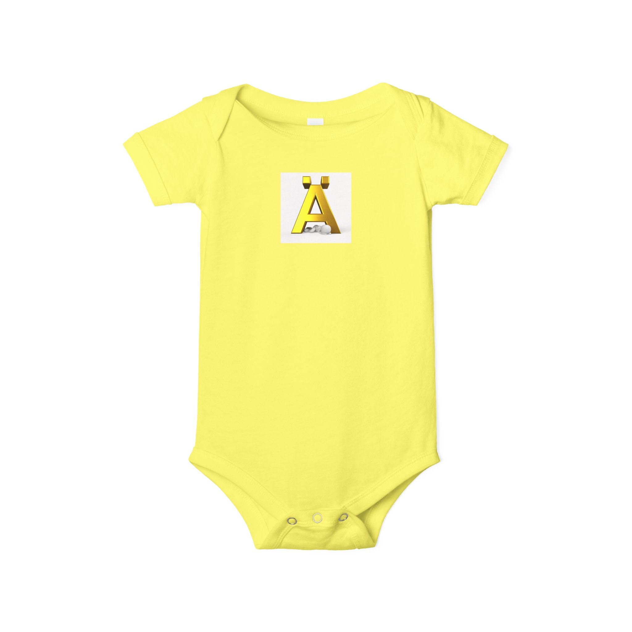 Body une pièce jaune avec la lettre Ä pour bébé | Combinaison en jersey pour nourrisson