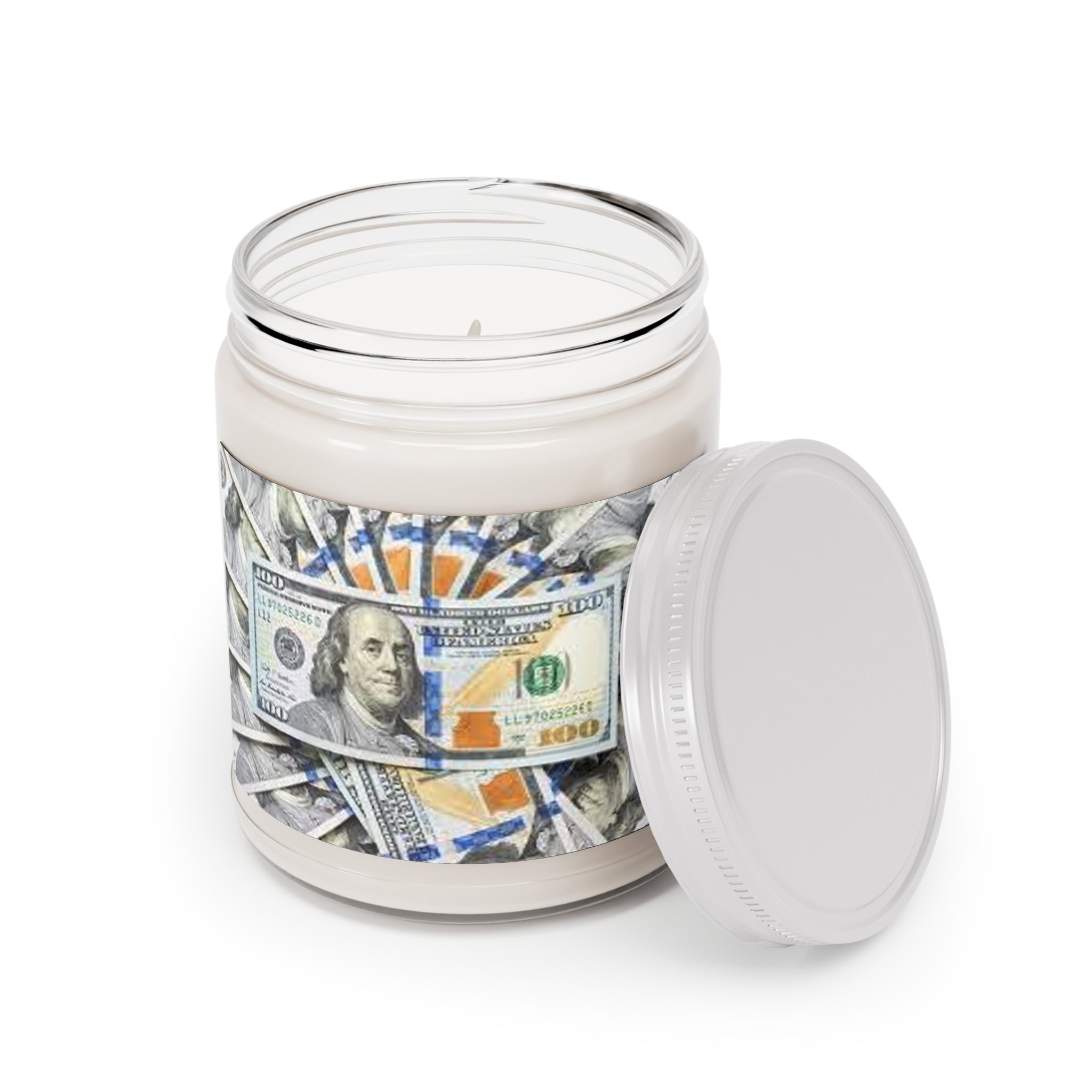 Money Stack Candle jar | Soy Candle 9oz with White Lid