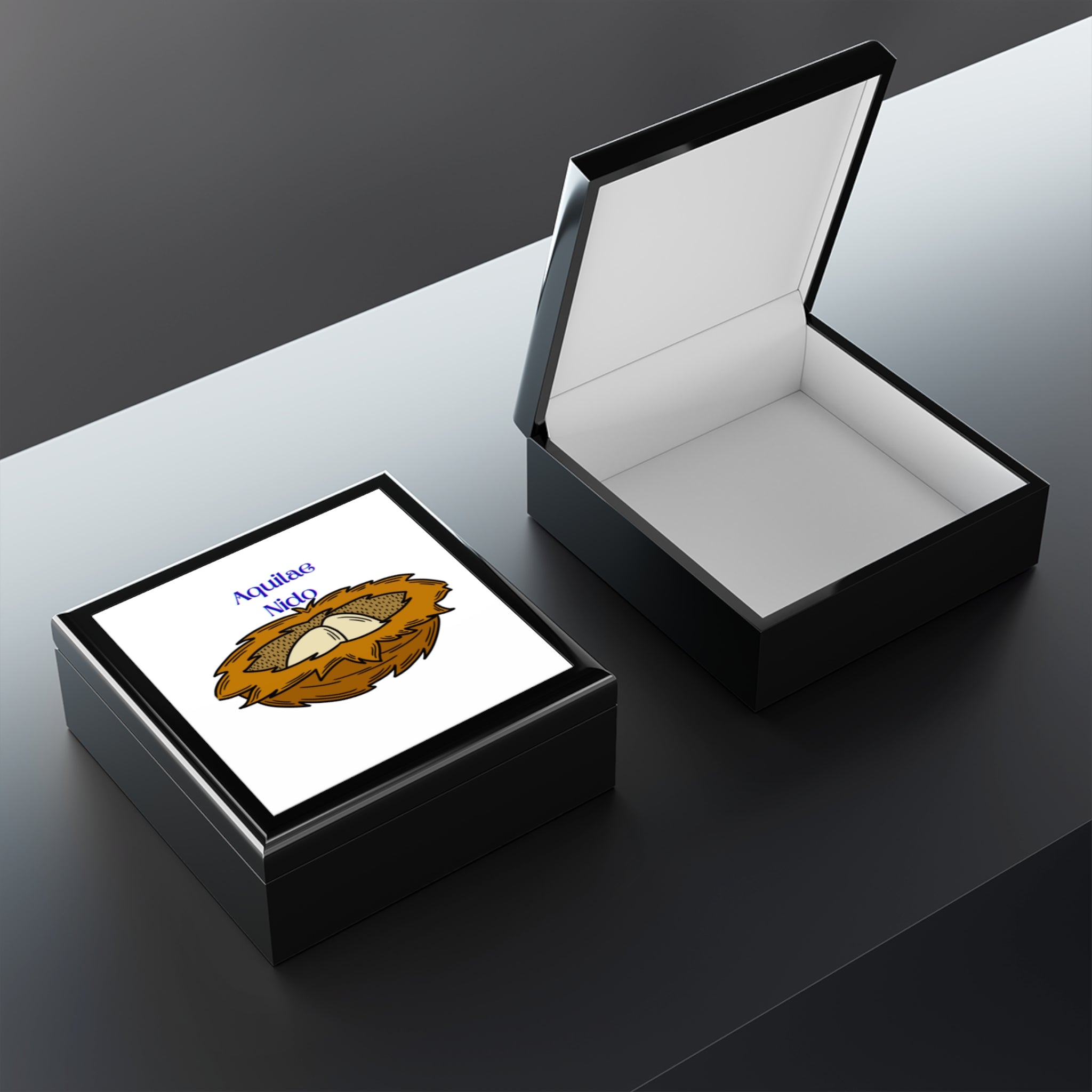 Bird Nest Illustration Jewelry Box | Illustrated Nest Trinket Box