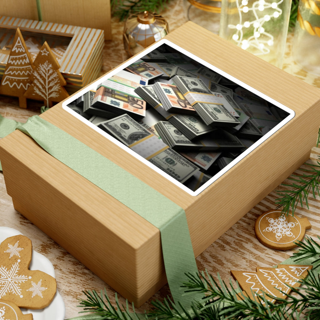 Stacks of Cash Sticker | Money Pile Kiss-Cut Sticker, Dollar Euro Banknote Design