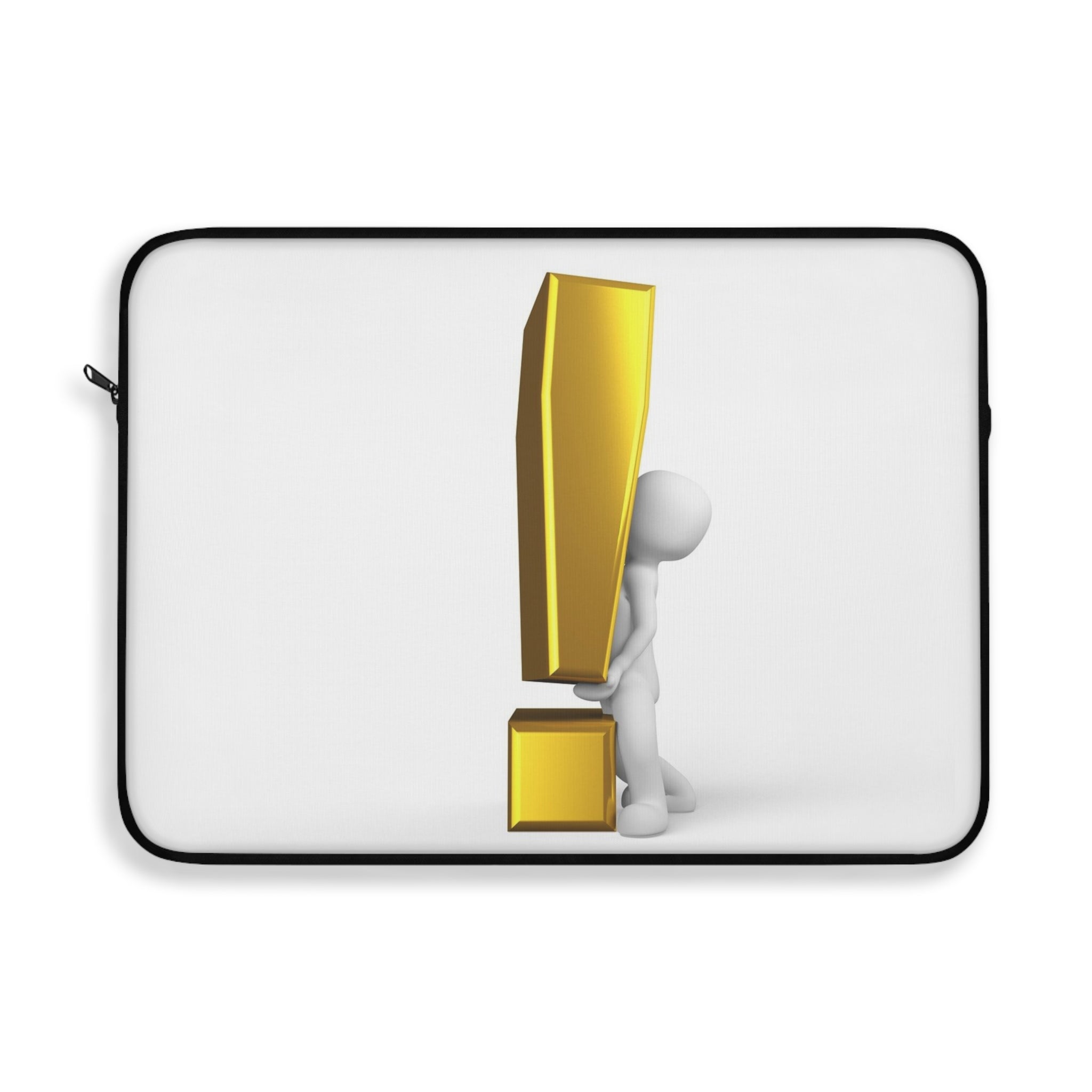 3D Exclamation Mark Character Laptop Sleeve | Funny Alert Icon Design