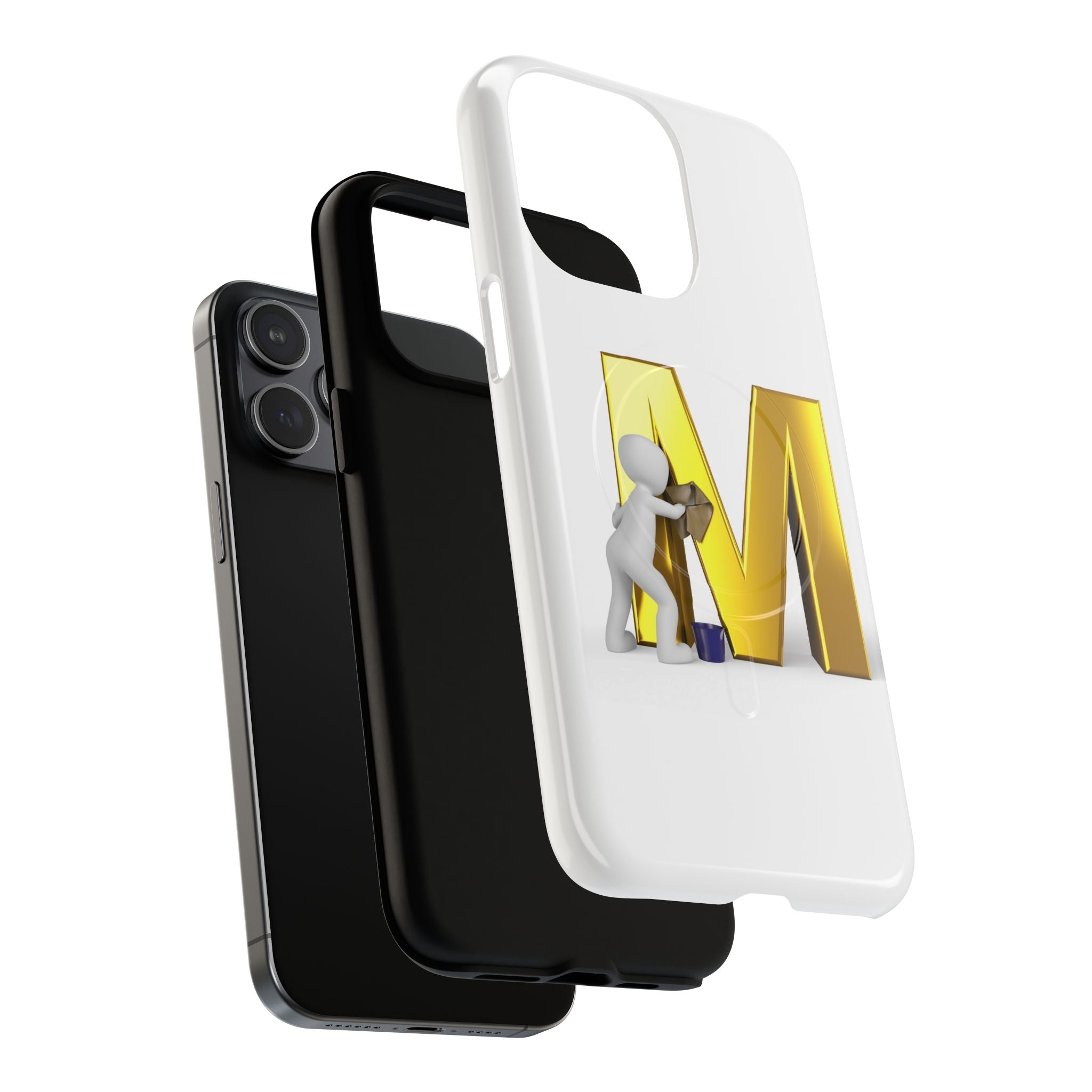 Gold Letter M with Worker Phone Case | Magnetic Tough Case