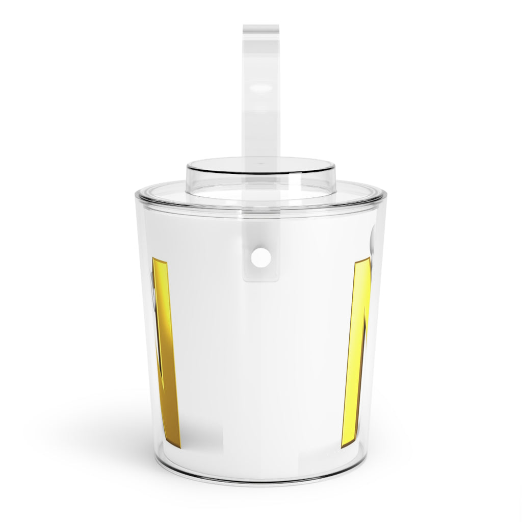 Gold Letter N Ice Bucket with Tongs | Monogram N Beverage Cooler