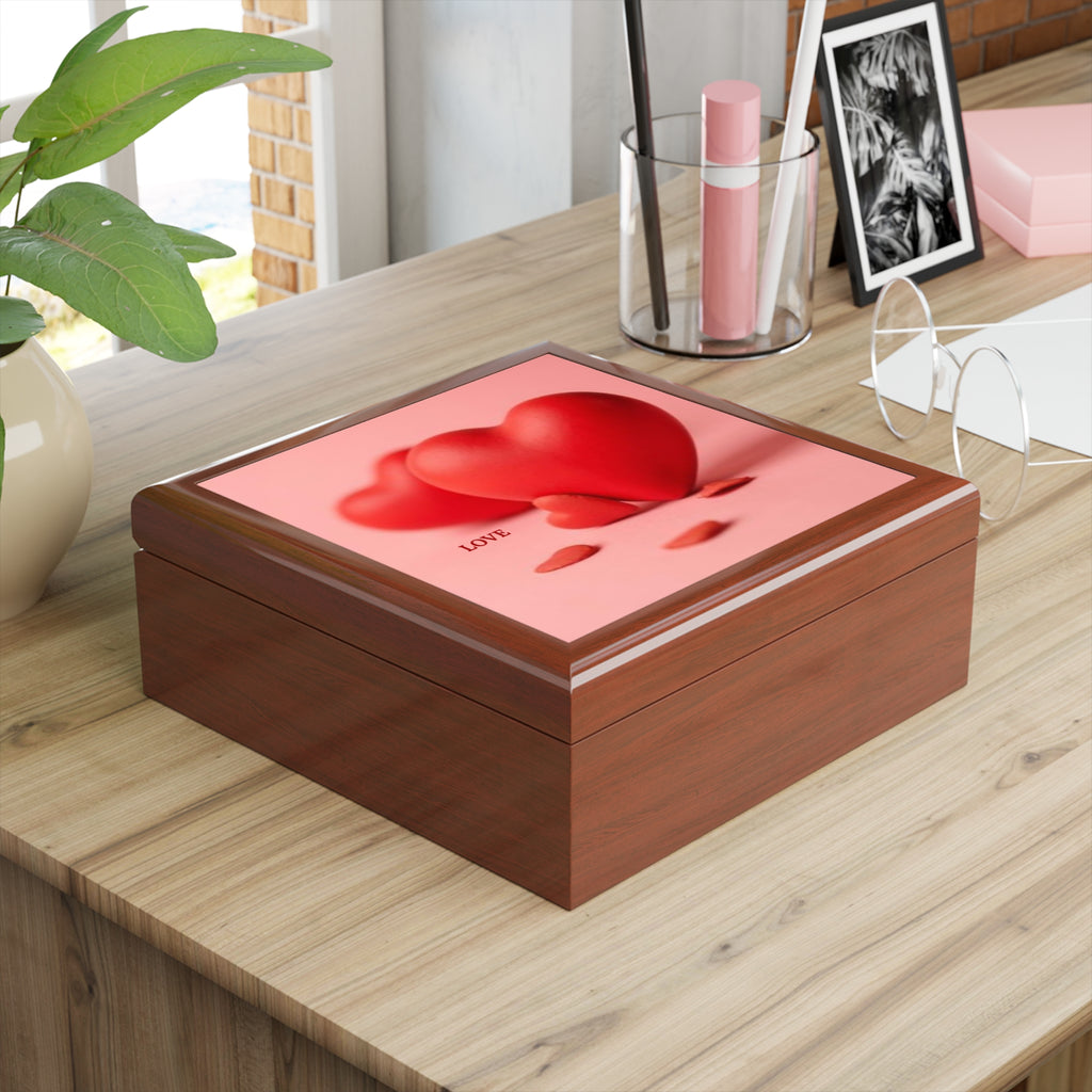 Red Heart Trio jewelry box | Valentine love keepsake
