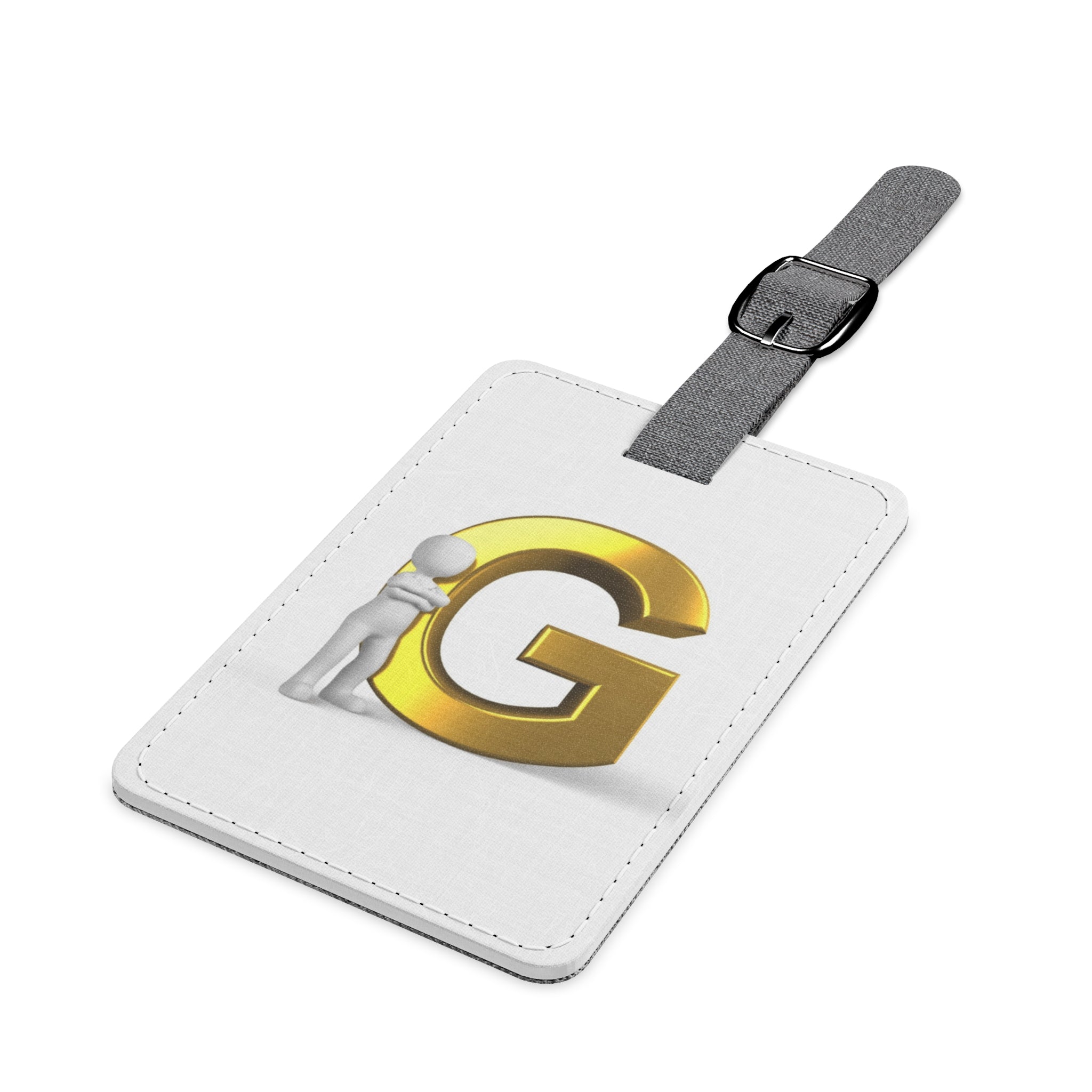 Gold Letter G Monogram Luggage Tag | Saffiano Polyester Rectangle