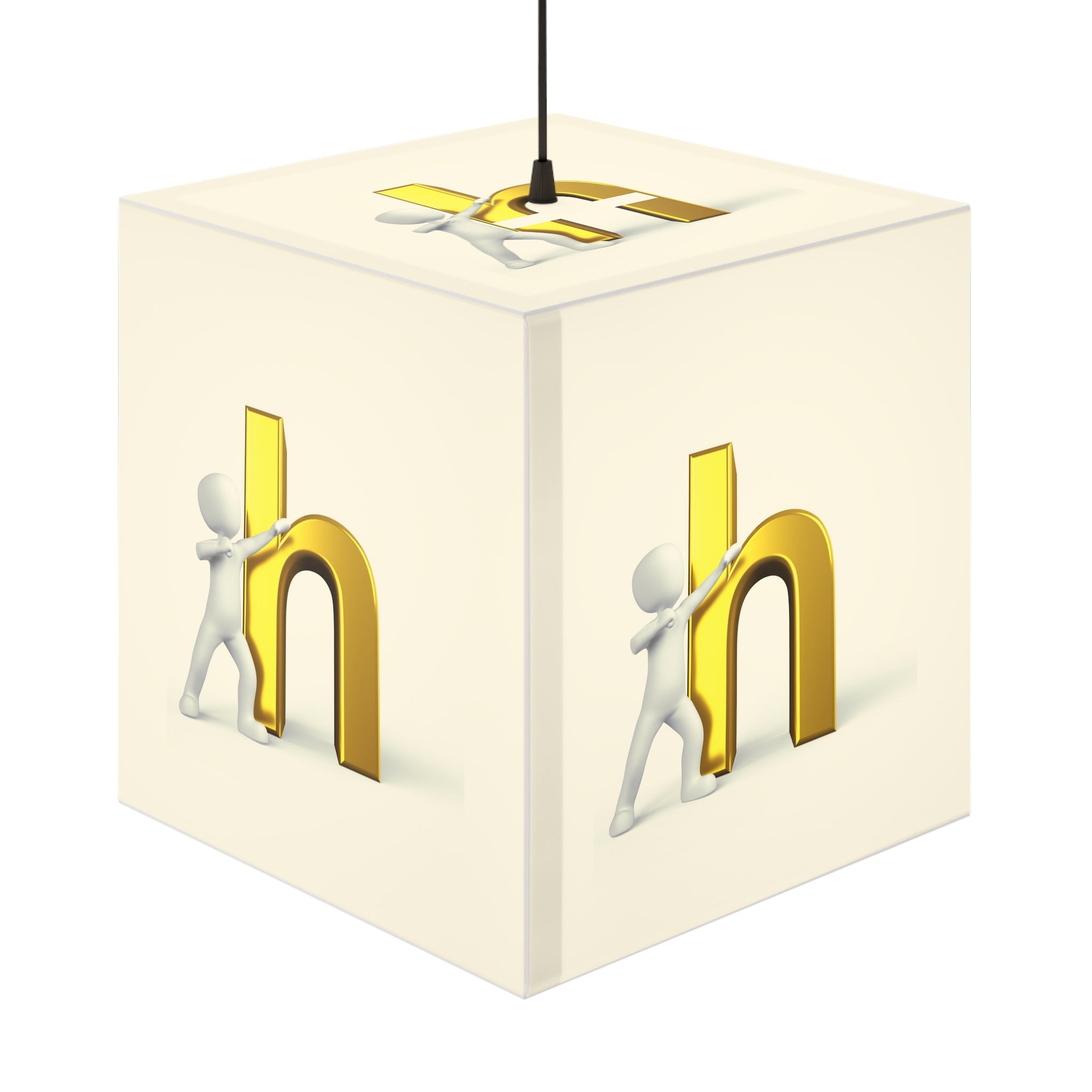 3D Figure Hugging Gold Letter H Light Cube Lamp | Kids Room Nightlight