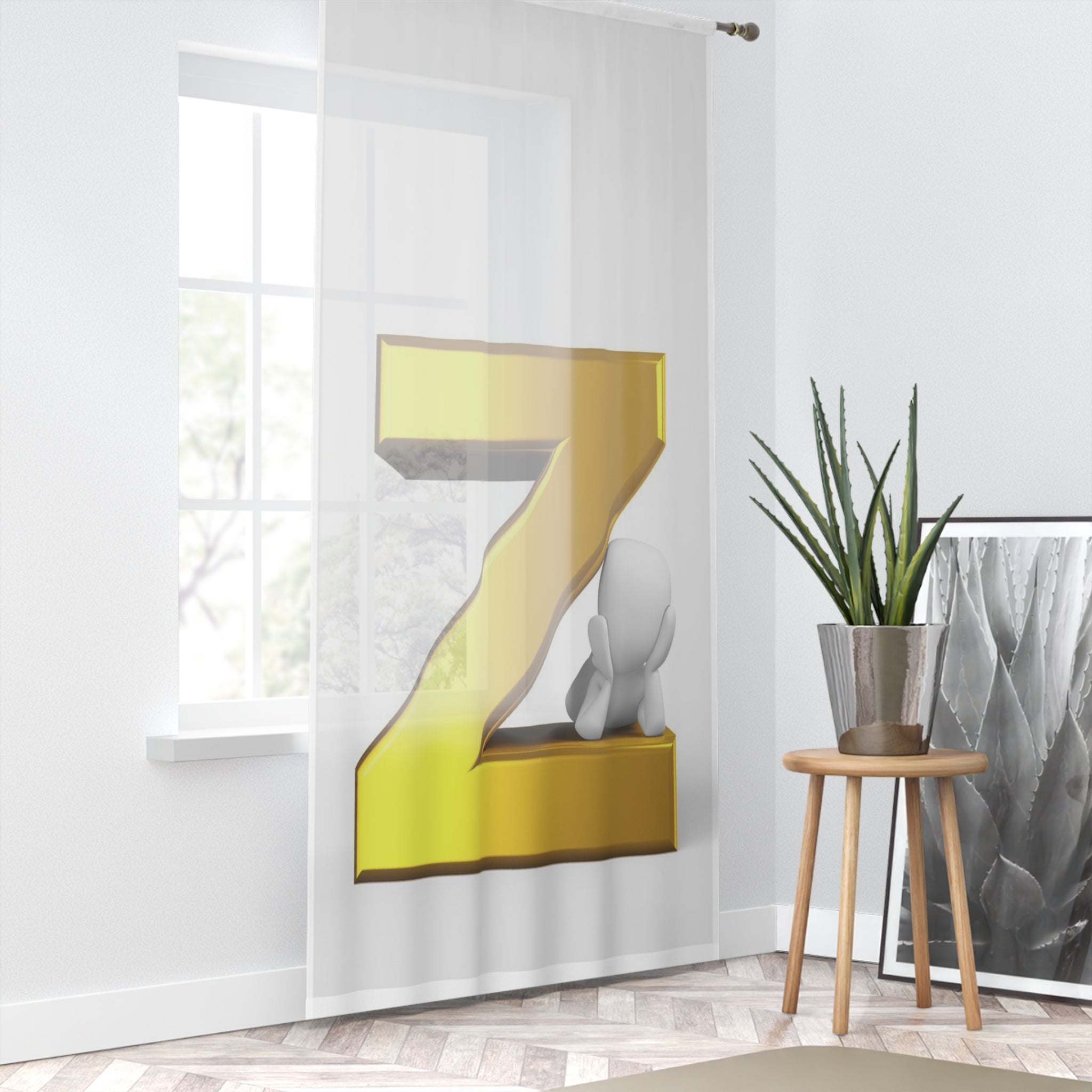 Gold Letter Z curtain | Window Curtain | Monogram Initial Z