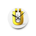 Golden Letter Ü Acrylic Wall Clock | Modern Typography Decor