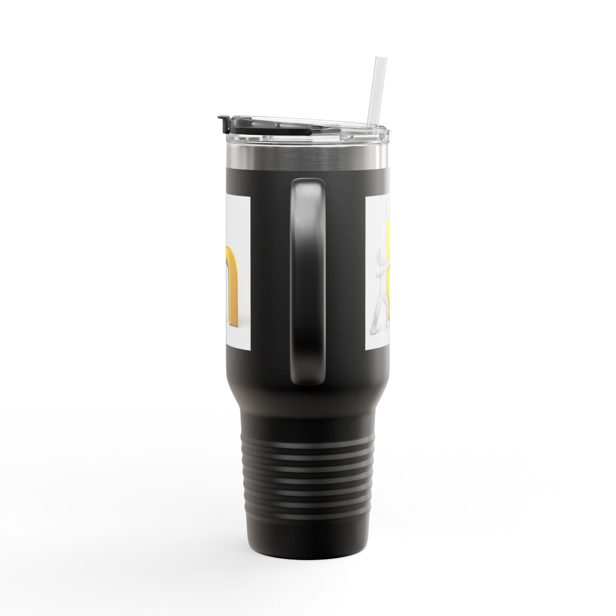 3D Gold Letter H with Figure | Travel Mug