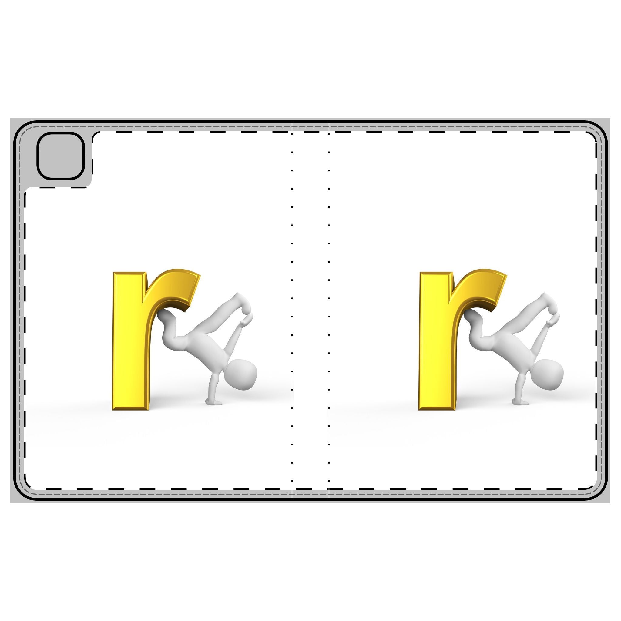 Yellow Letter R Breakdancer Tablet Folio Case | Alphabet Initial R