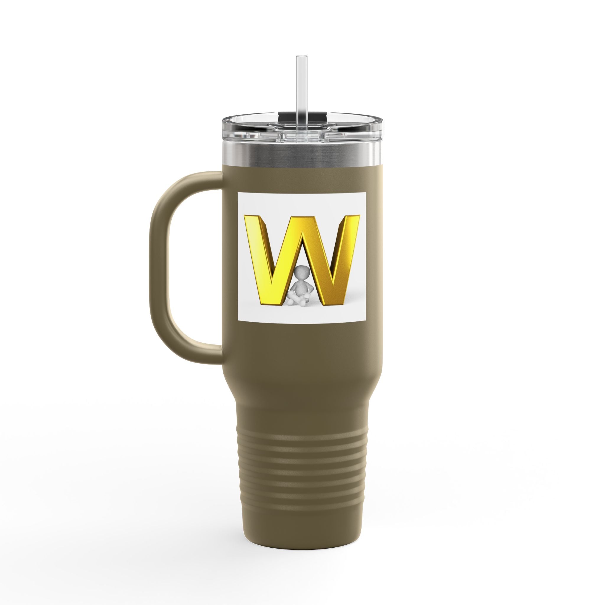 Gold 3D Letter W insulated travel mug 40oz | Monogram Initial Tumbler