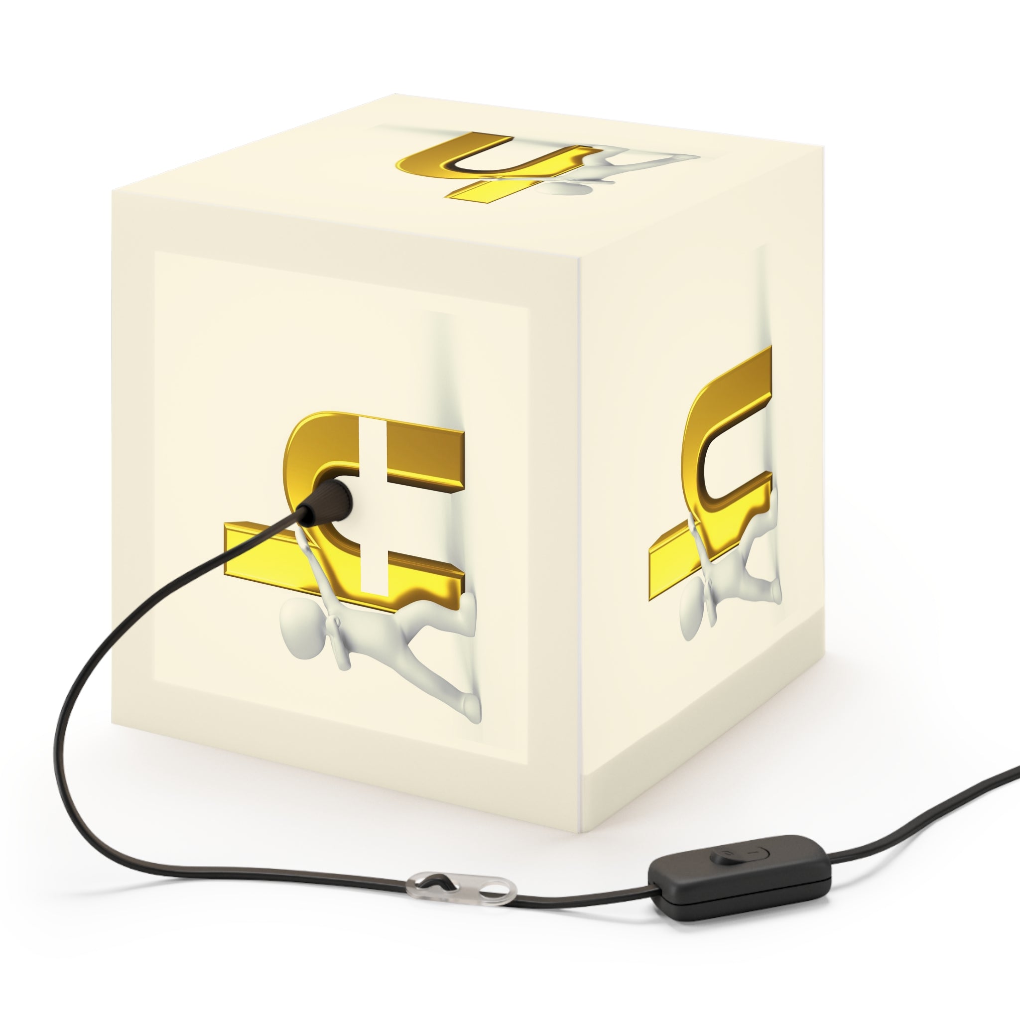 3D Figure Hugging Gold Letter H Light Cube Lamp | Kids Room Nightlight