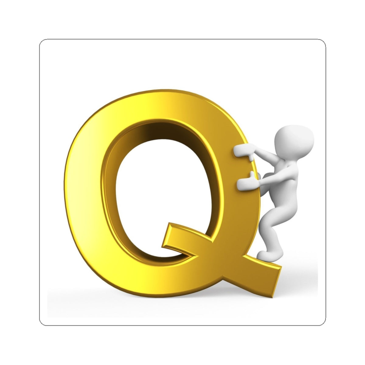 Autocollant Lettre Q Or avec Grimpeur