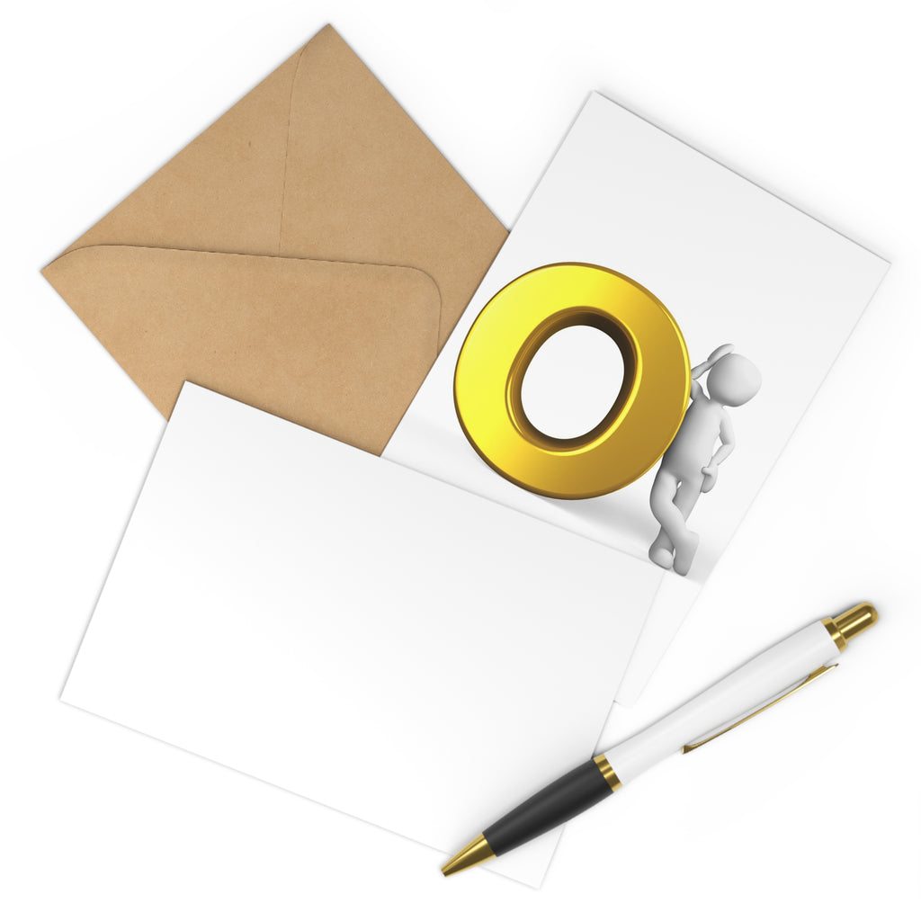 Gold Letter O Figure Postcards | Set of 7, Blank Backnote Cards