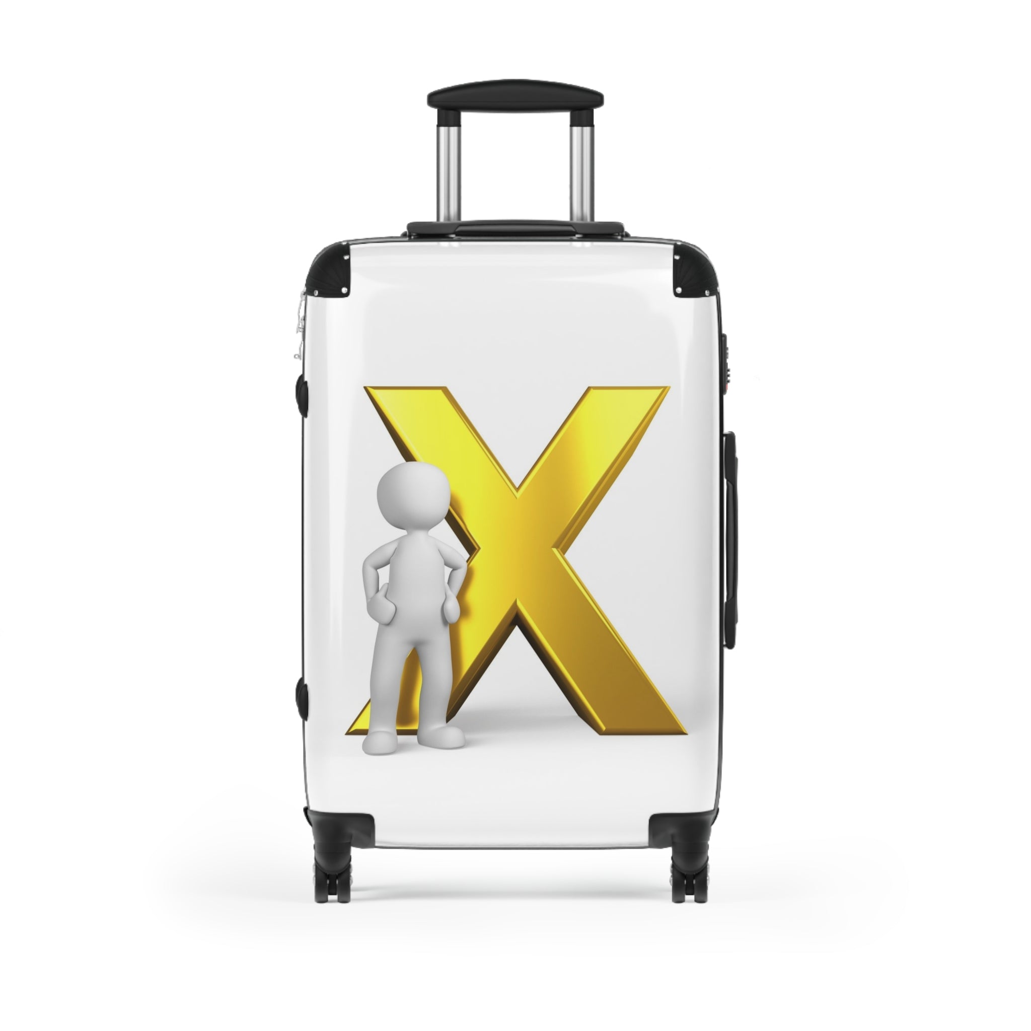 3D Figure with Gold X Suitcase | Personalized Luggage Cover