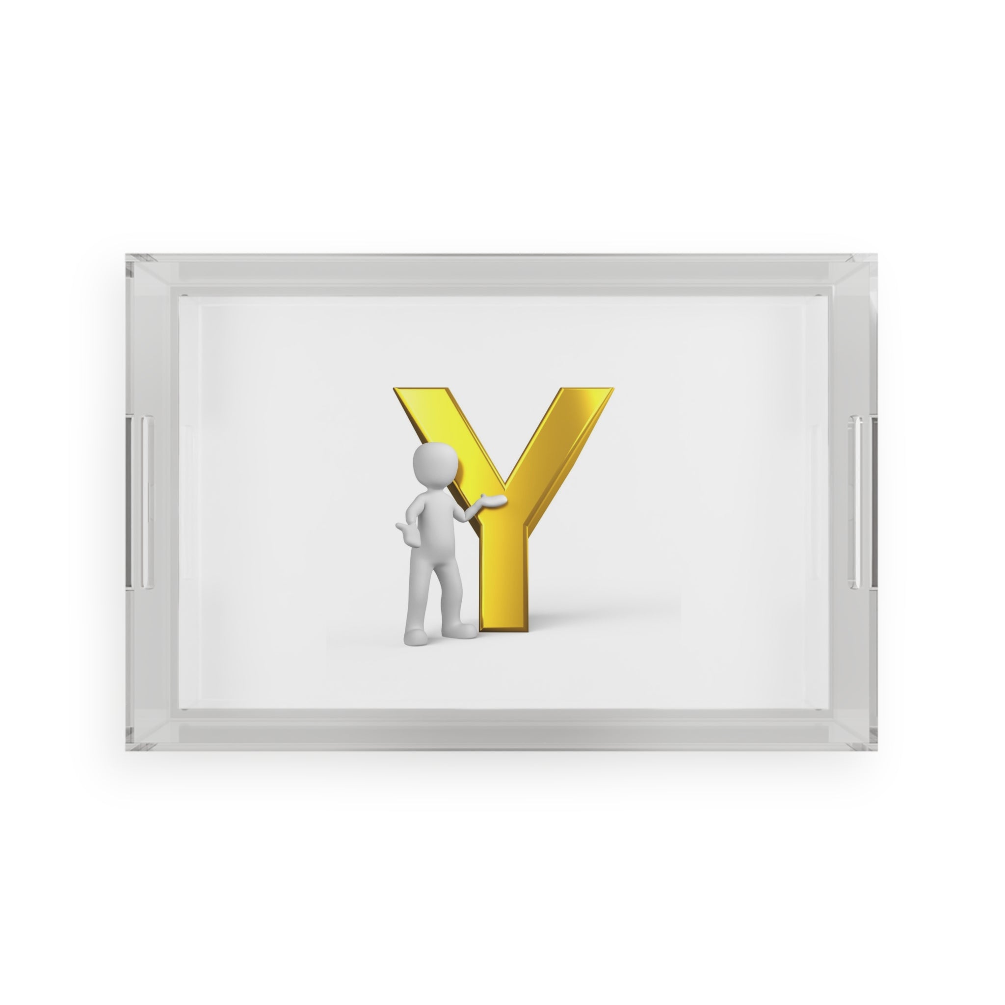 Gold Letter Y monogram Acrylic Serving Tray | Initial Y letter tray