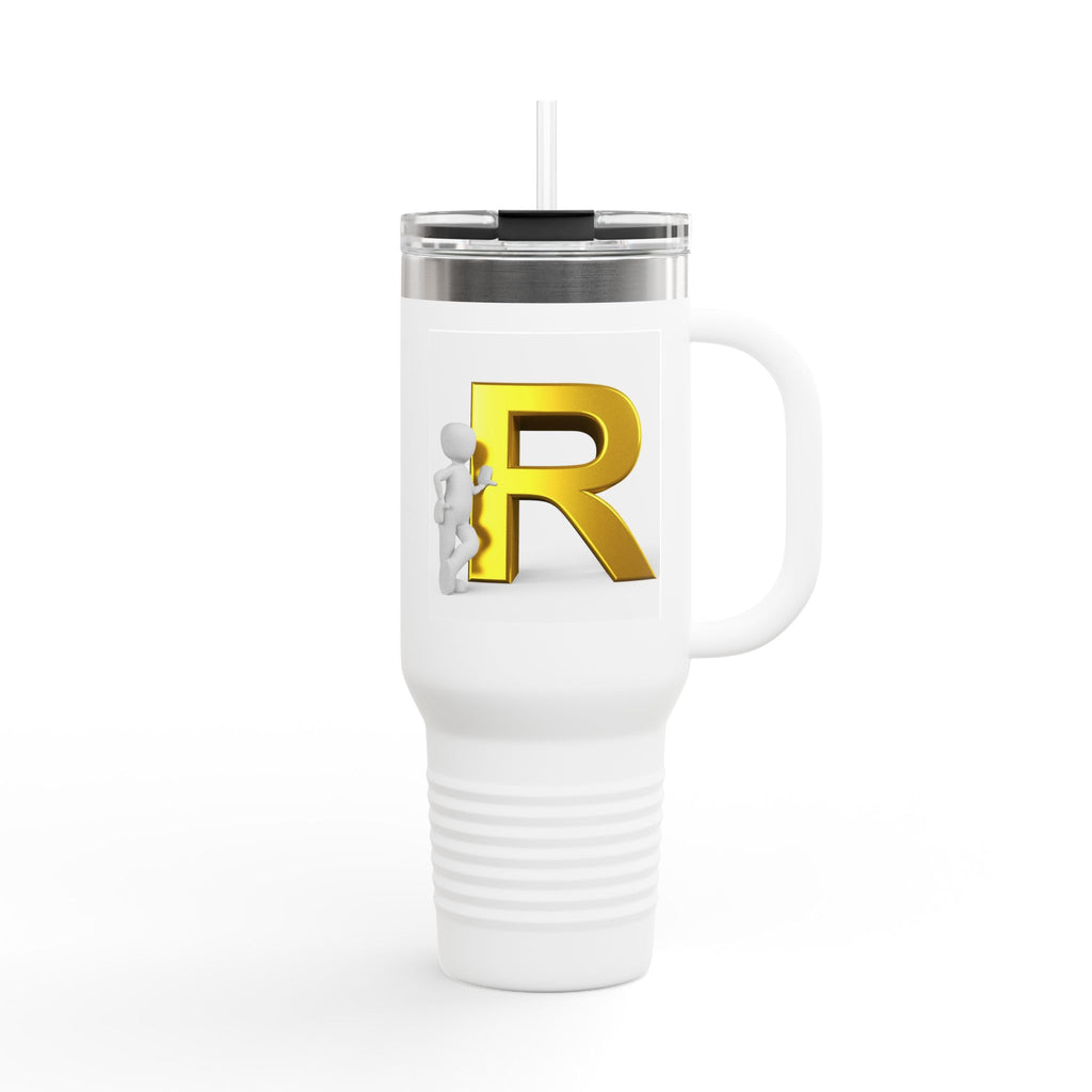 Gold 3D Letter R Initial Insulated Travel Mug | 40oz