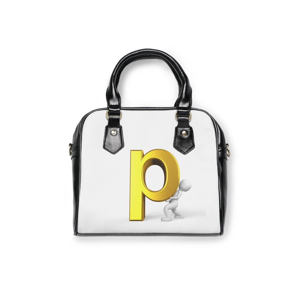 Gold Letter P with Figure Shoulder Bag | Monogram Initial Purse