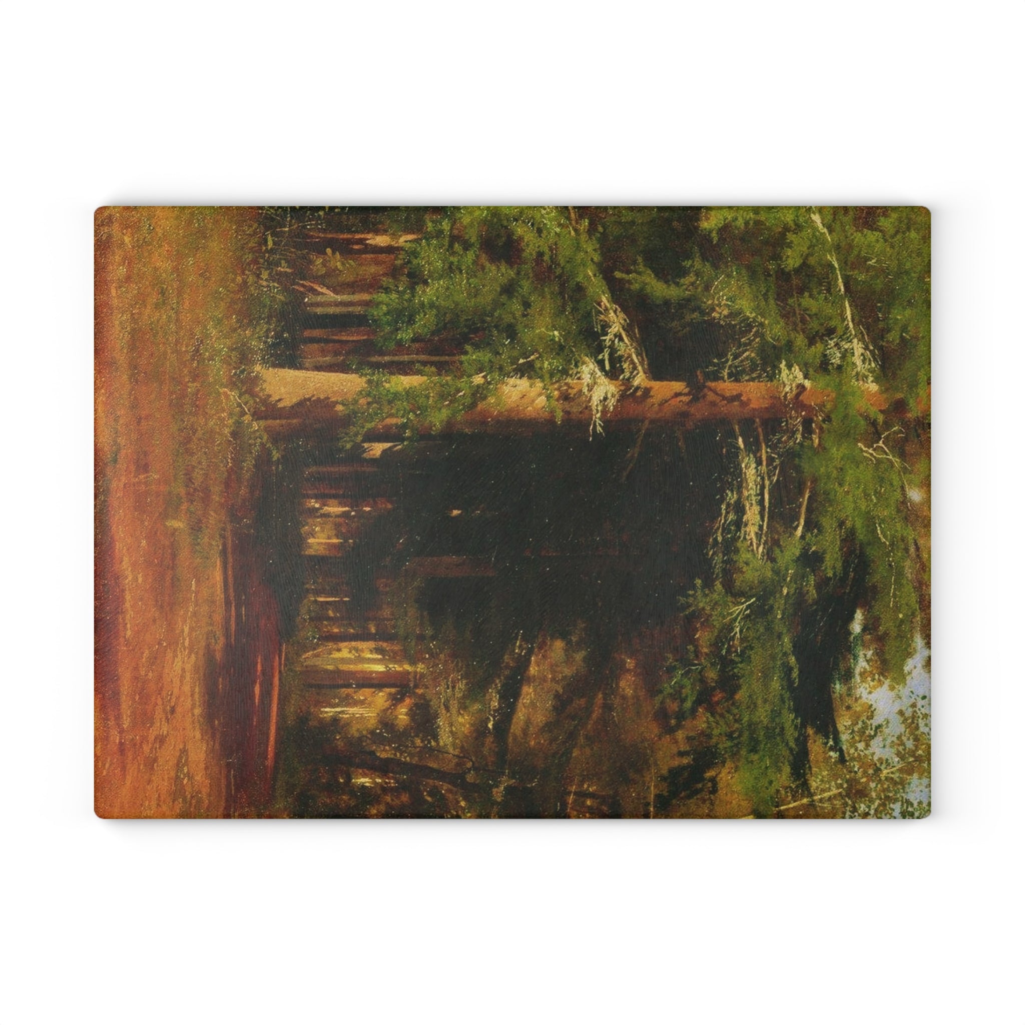 Forest Path Painting Glass Cutting Board | Woodland Landscape Art