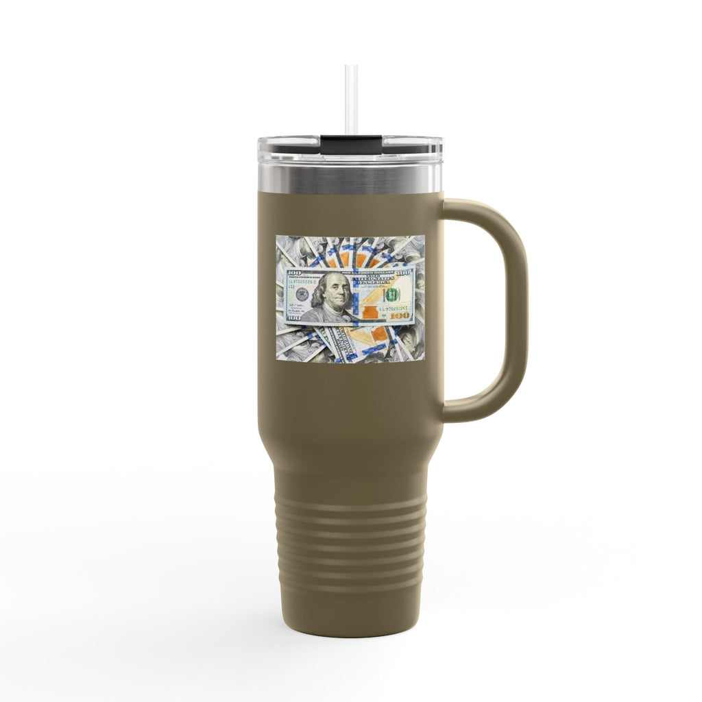 Stacked Hundred Dollar Bills Insulated Travel Mug | 40oz