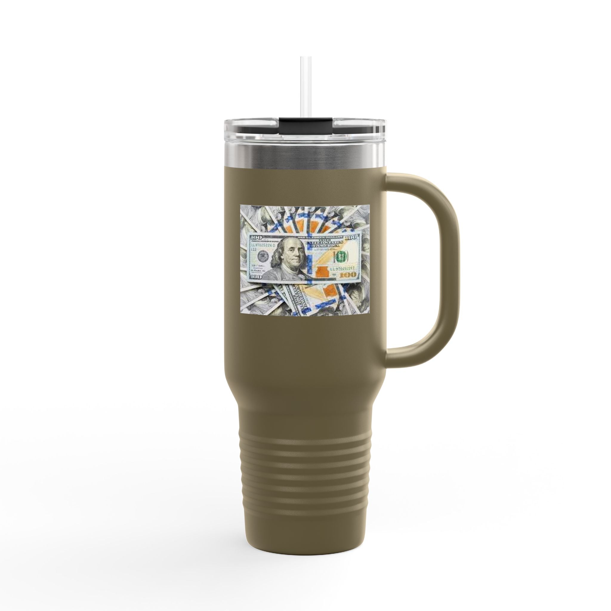 Stacked Hundred Dollar Bills Insulated Travel Mug | 40oz