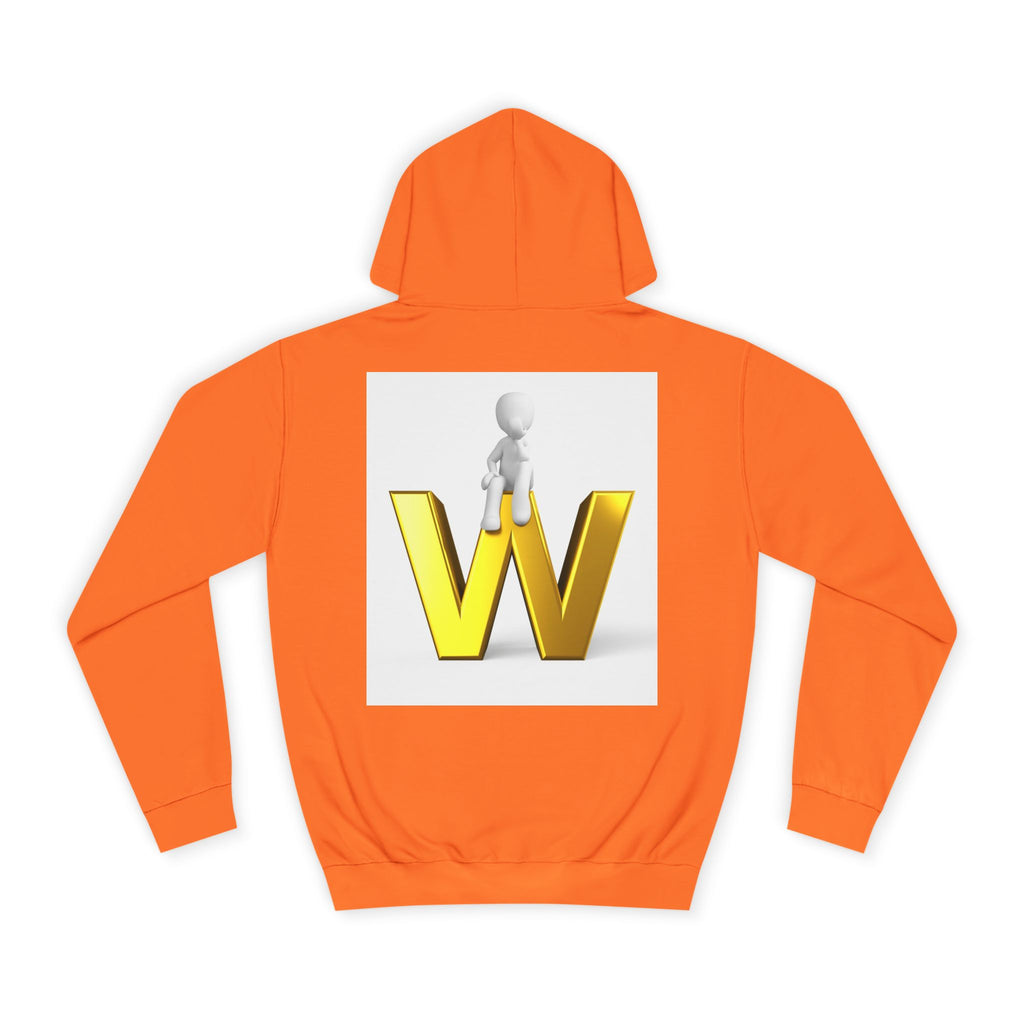 3D Gold W Letter with Sitting Figure Hoodie | Initial W Sweatshirt