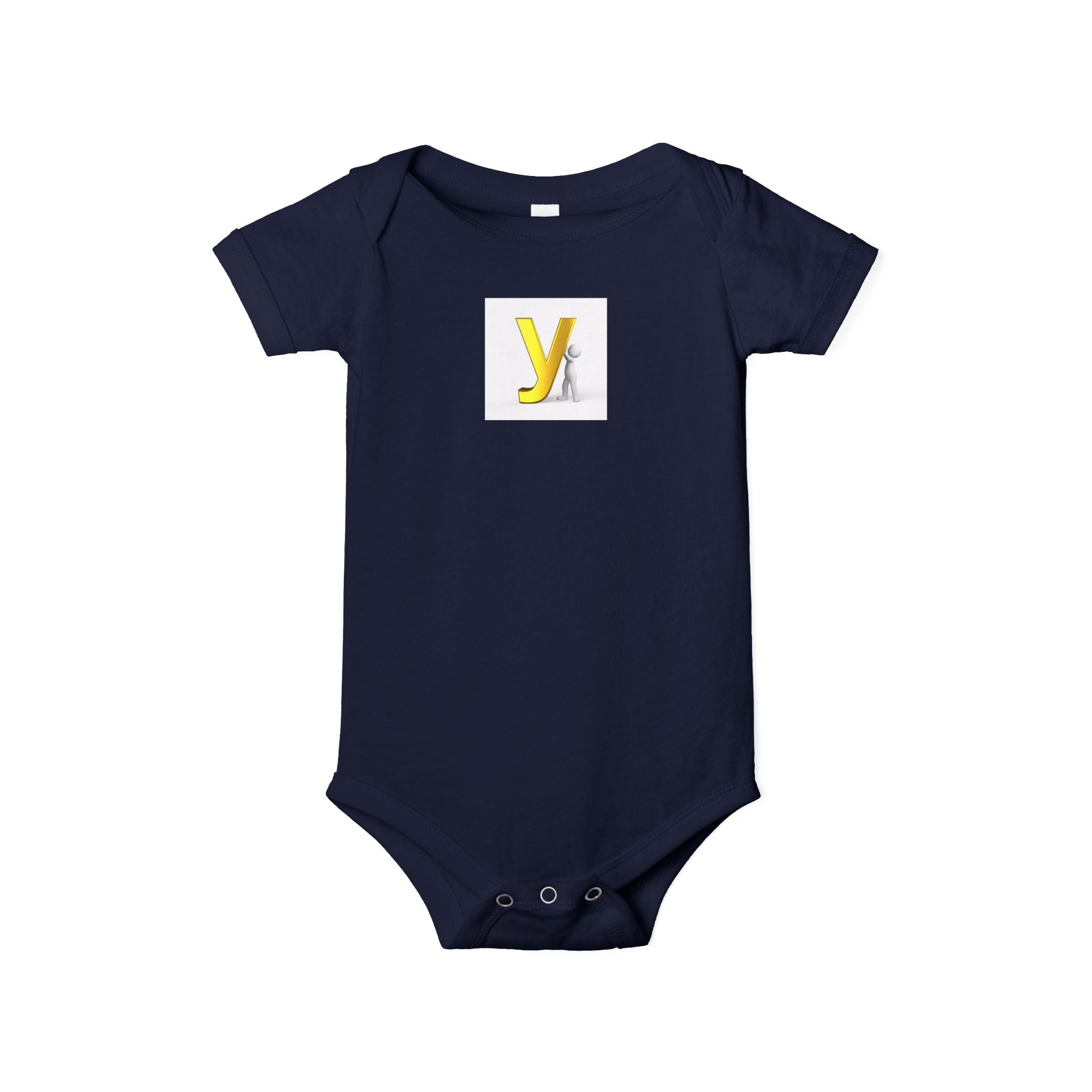 Cache-couche à initiales lettre Y jaune | Grenouillère en jersey pour bébé