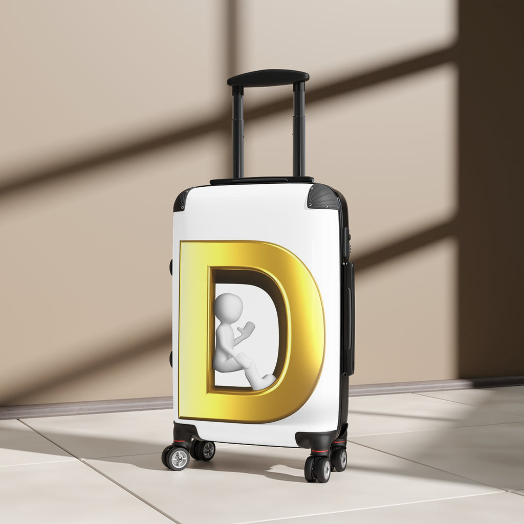 Gold Letter D Monogram Suitcase | Personalized Initial Luggage Cover