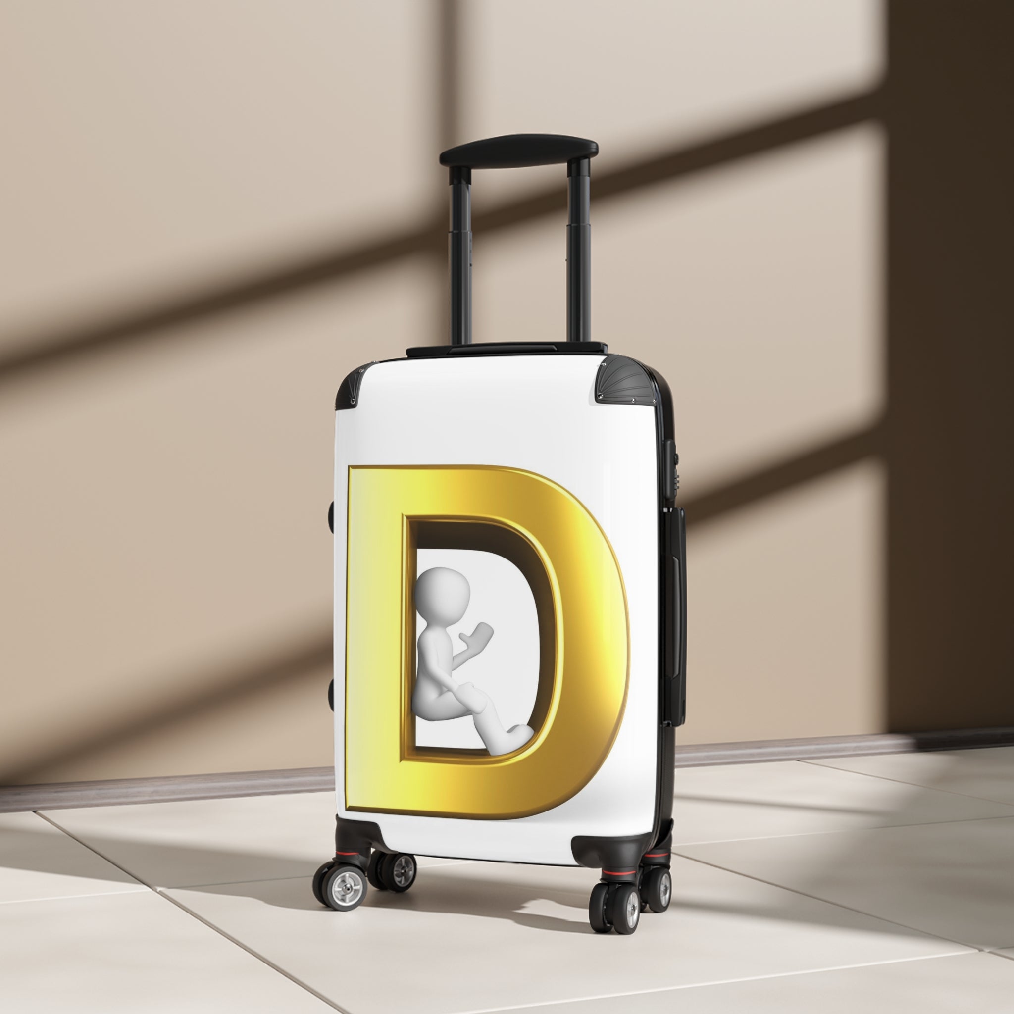 Gold Letter D Monogram Suitcase | Personalized Initial Luggage Cover