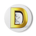Gold Letter D with Sitting Figure Ceramic Coaster | Monogram Initial D
