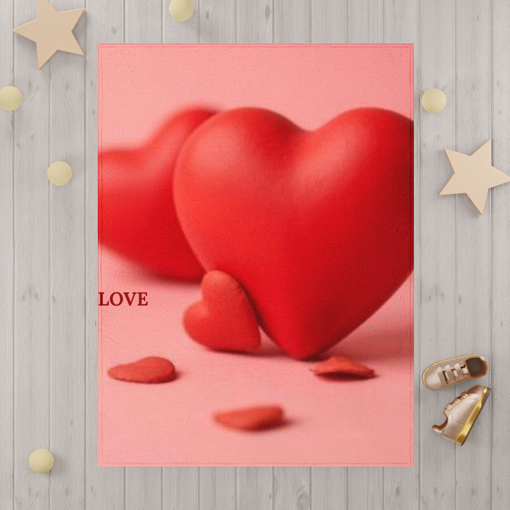 Red Heart Love Toddler Blanket | Valentine Hearts, Pink Background