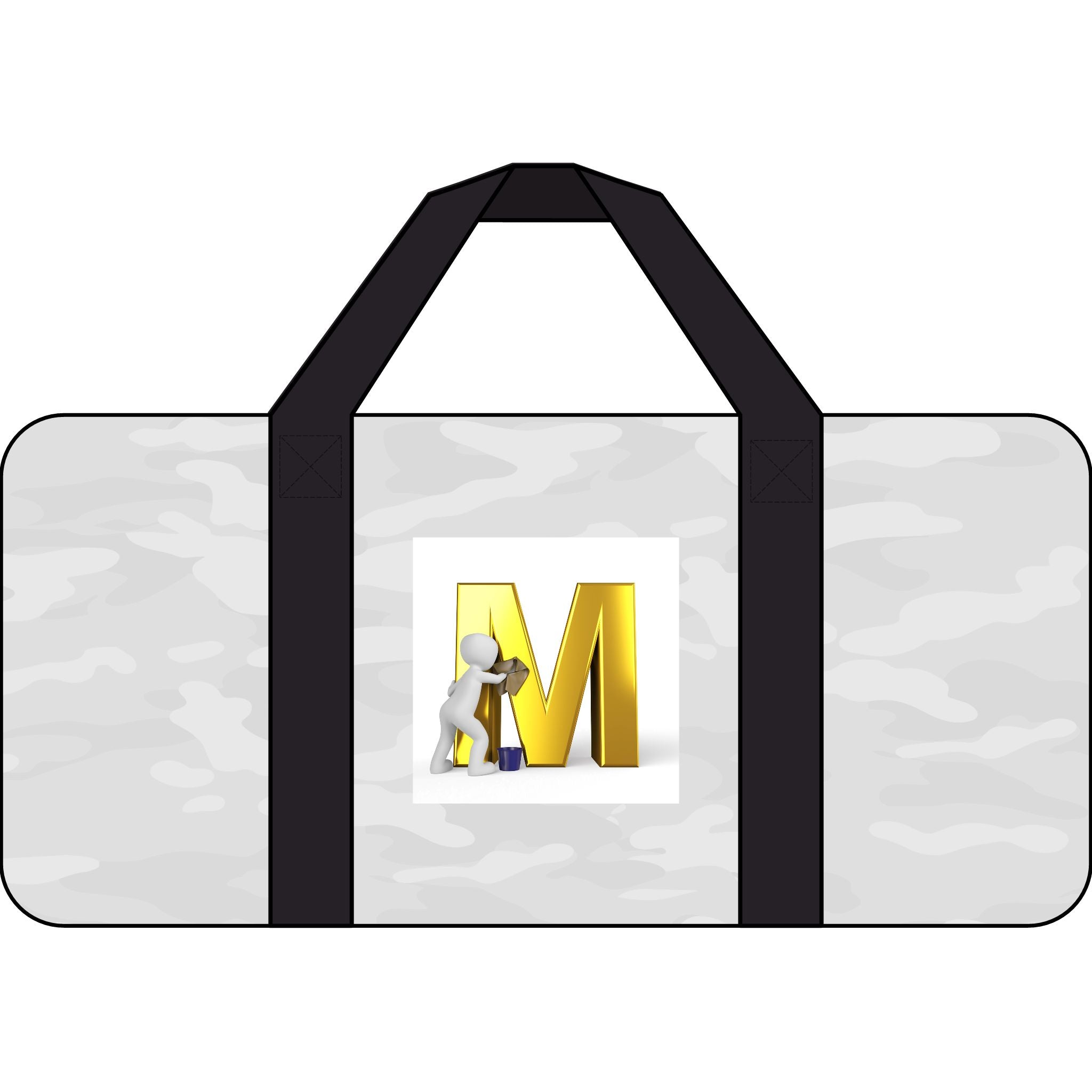 Gold Letter M Monogram Duffel Bag | Checker or Camo Strap