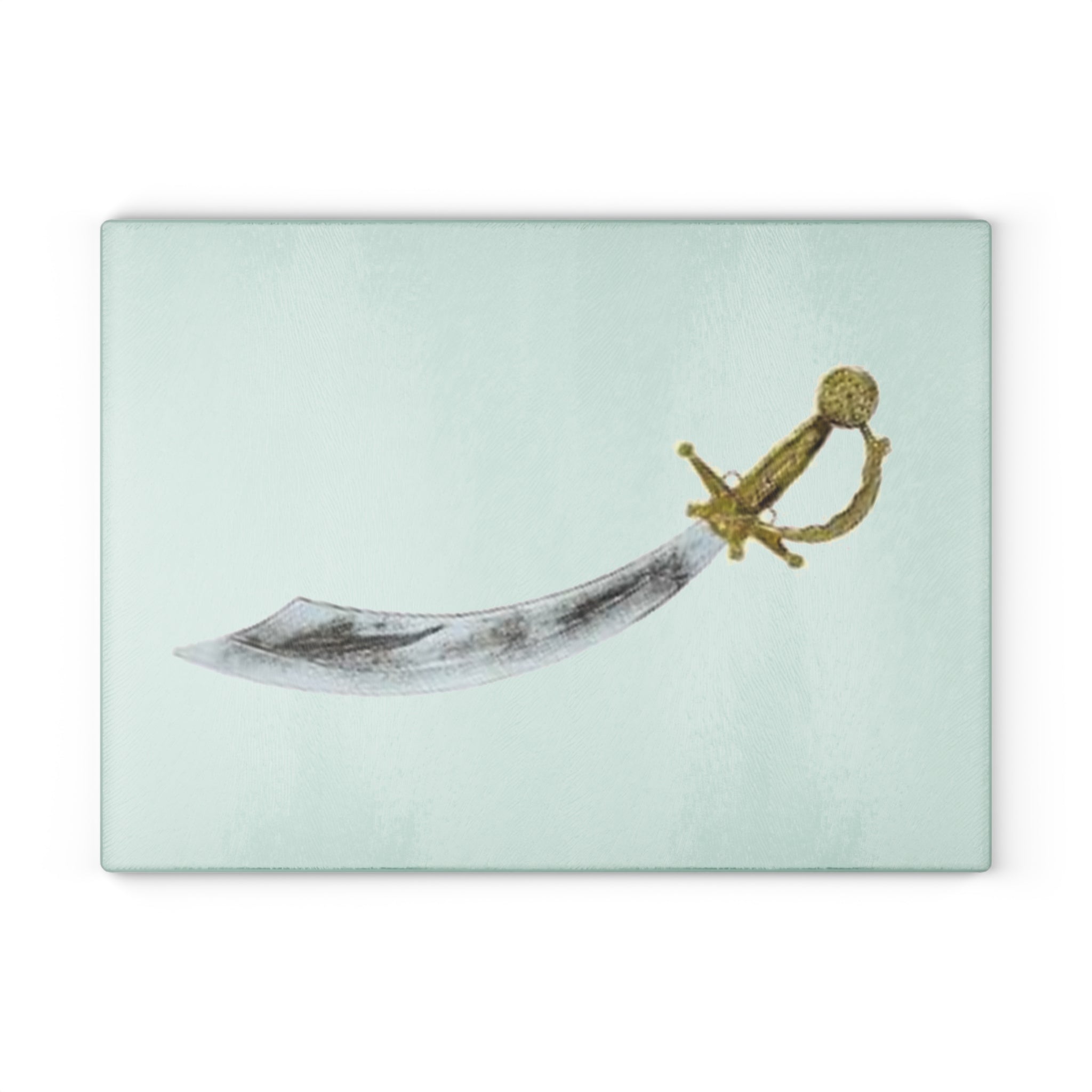 Watercolor Scimitar Sword Glass Cutting Board | Nautical Pirate Kitchen Decor