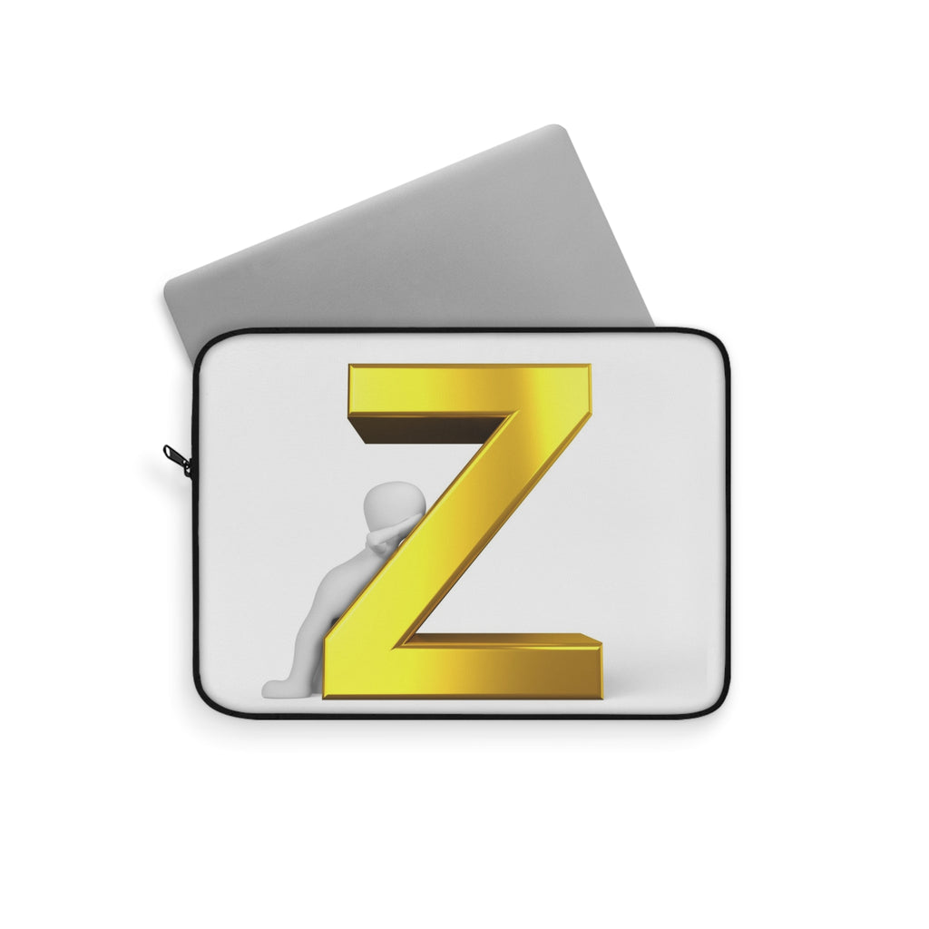 Gold 3D Letter Z Laptop Sleeve | Monogram Initial Z