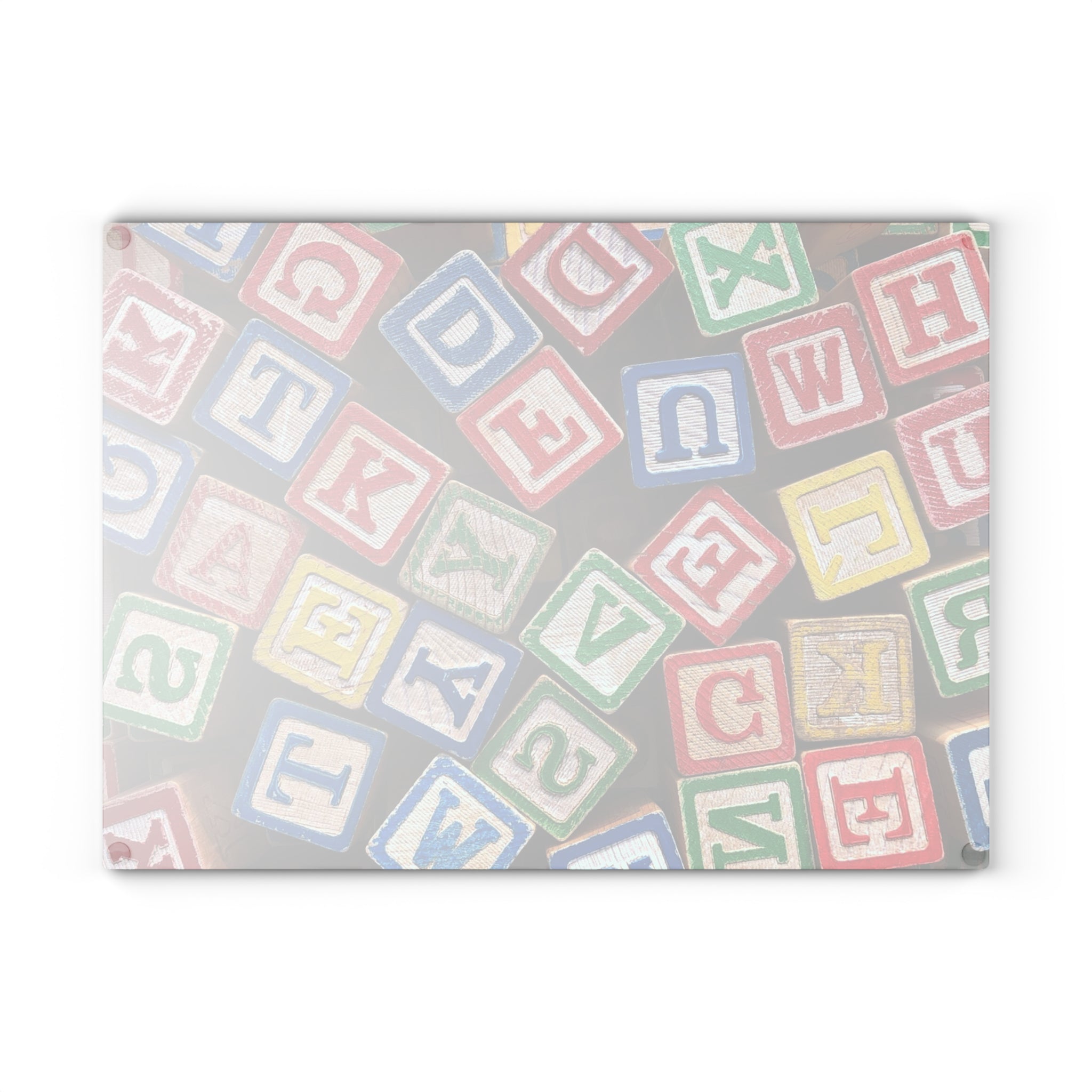 Vintage Wooden Alphabet Blocks Glass Cutting Board | Kids Nursery Decor