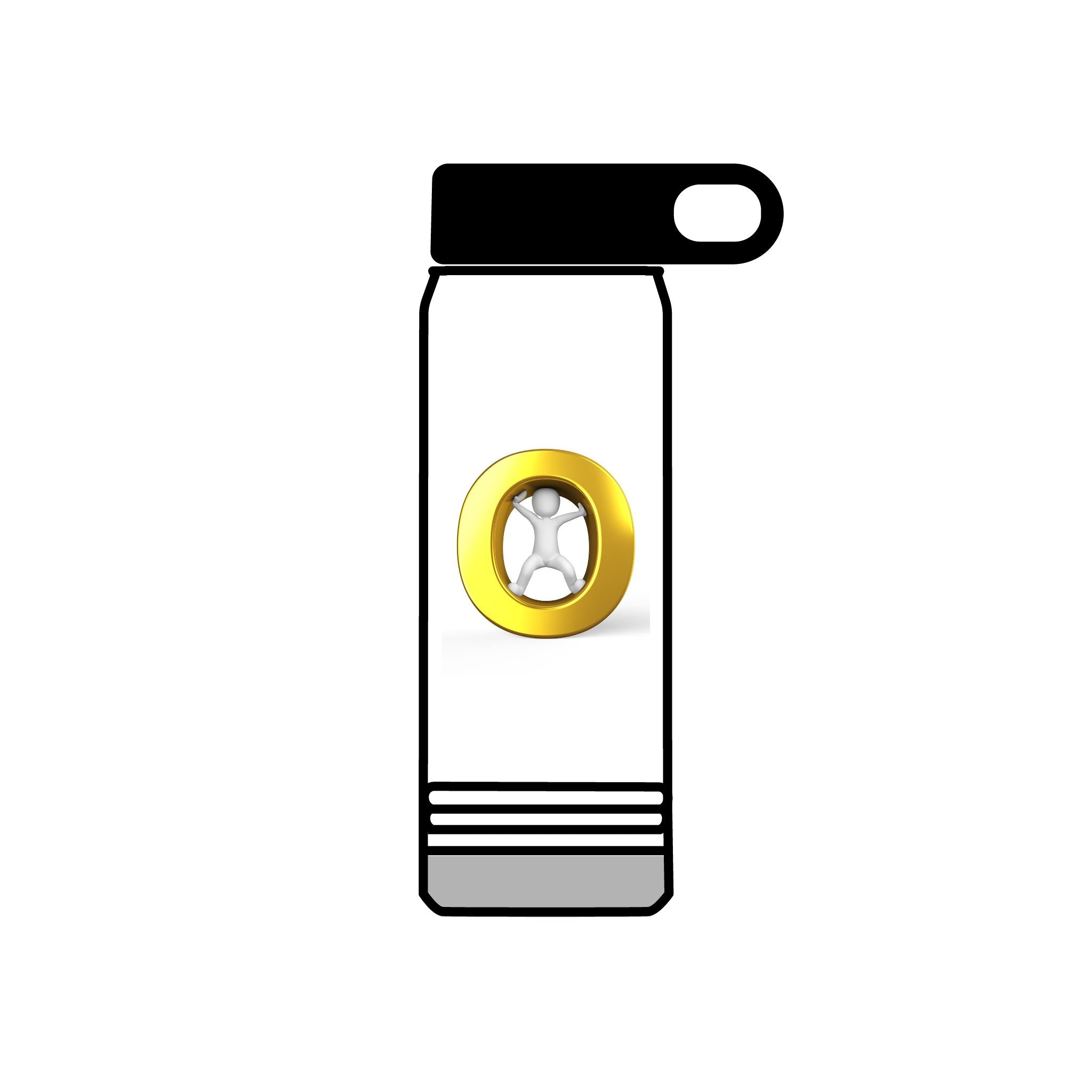 Gold Letter O with Diamond Water Bottle | 20oz Stainless Steel Bottle