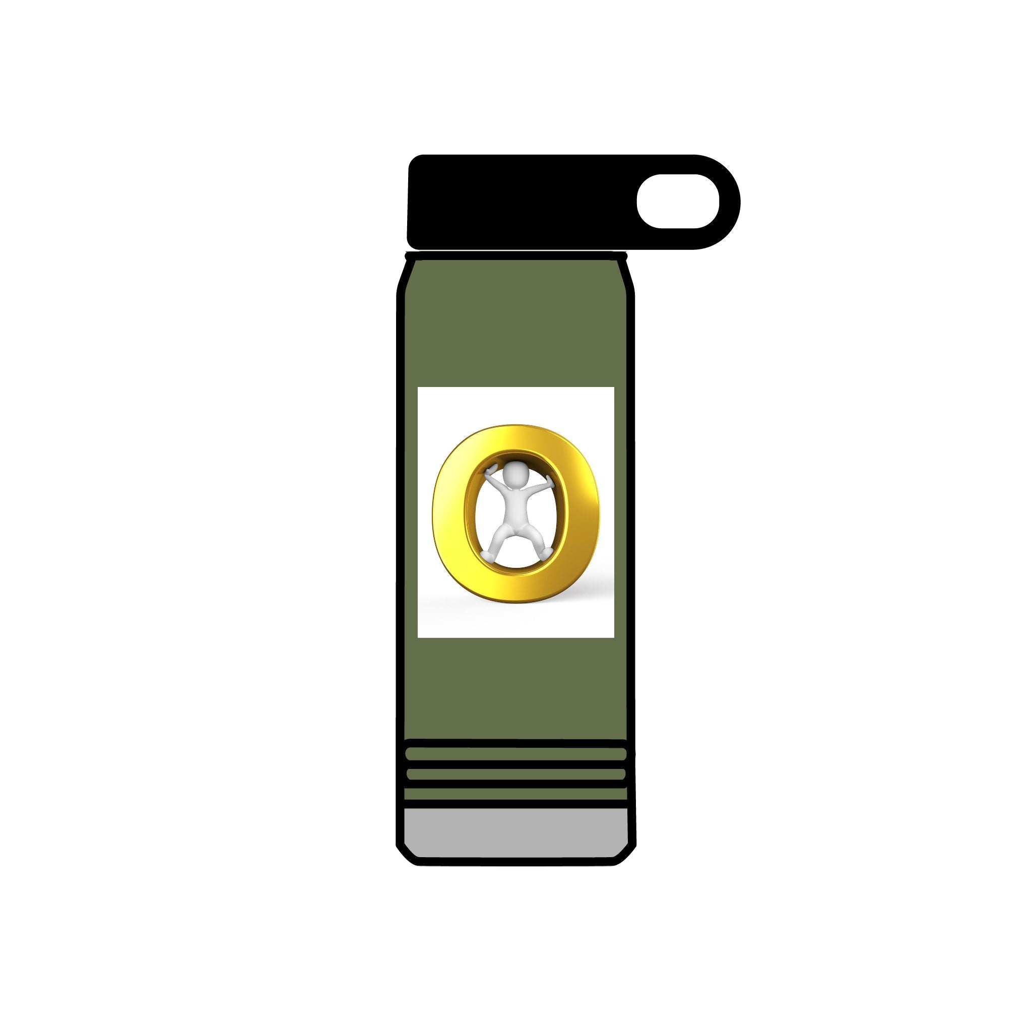 Gold Letter O with Diamond Water Bottle | 20oz Stainless Steel Bottle