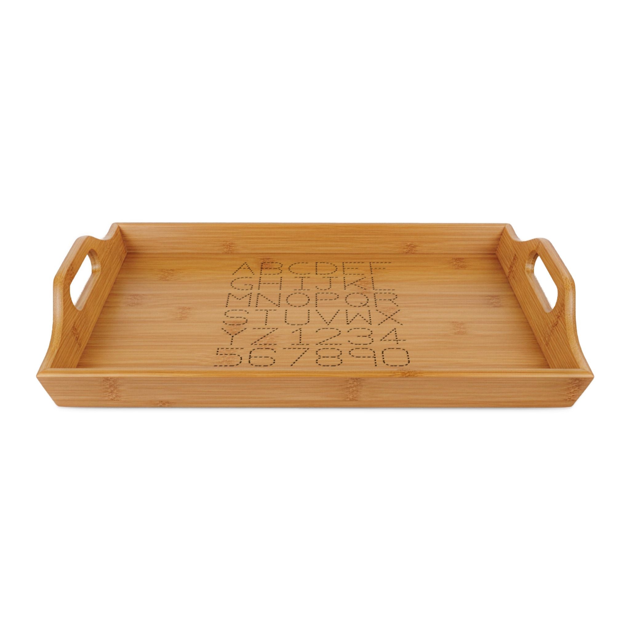 Monogram Alphabet Engraving Bamboo Serving Tray | Personalized Wood Tray