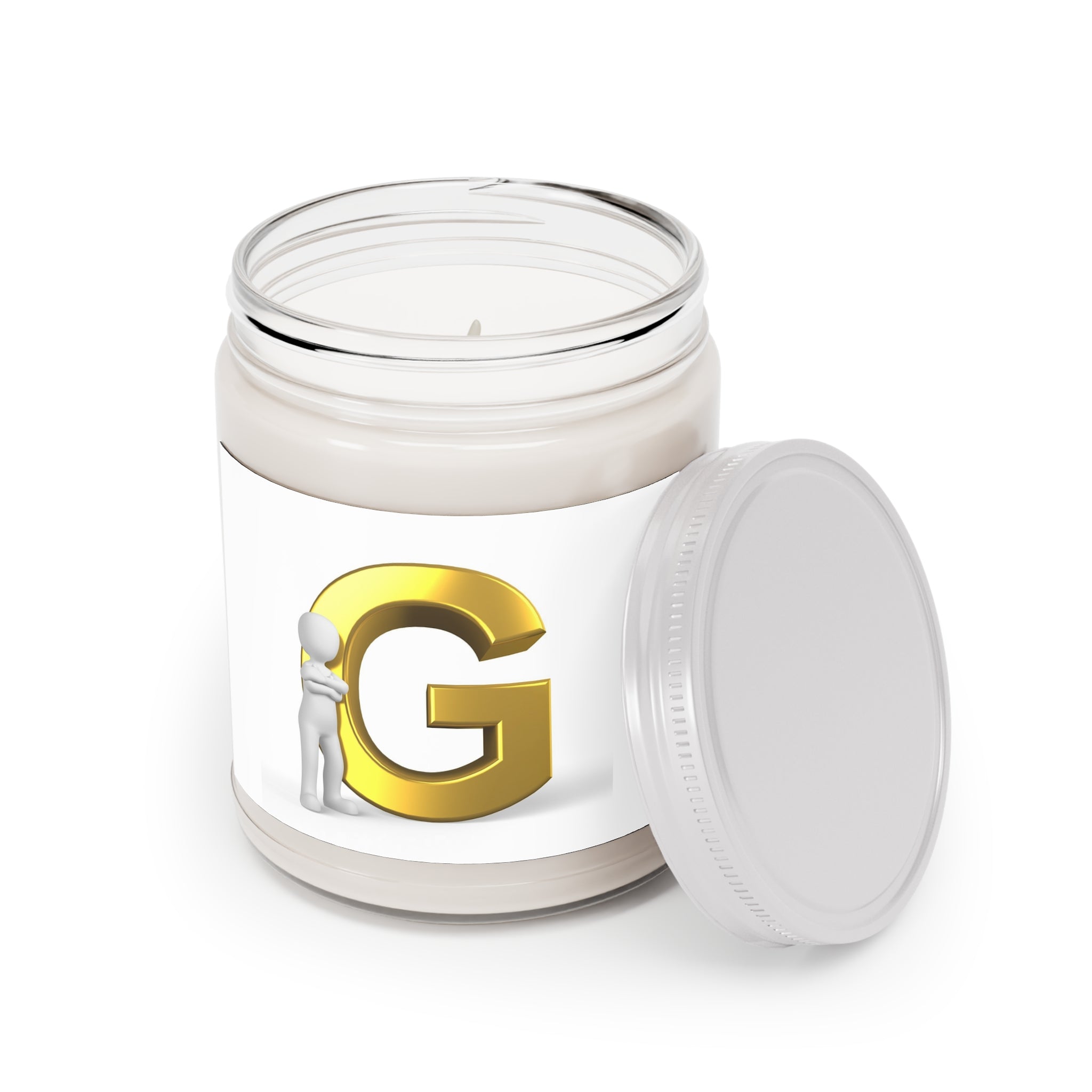 Gold Letter G Monogram Candle 9oz Soy Jar | White Lid
