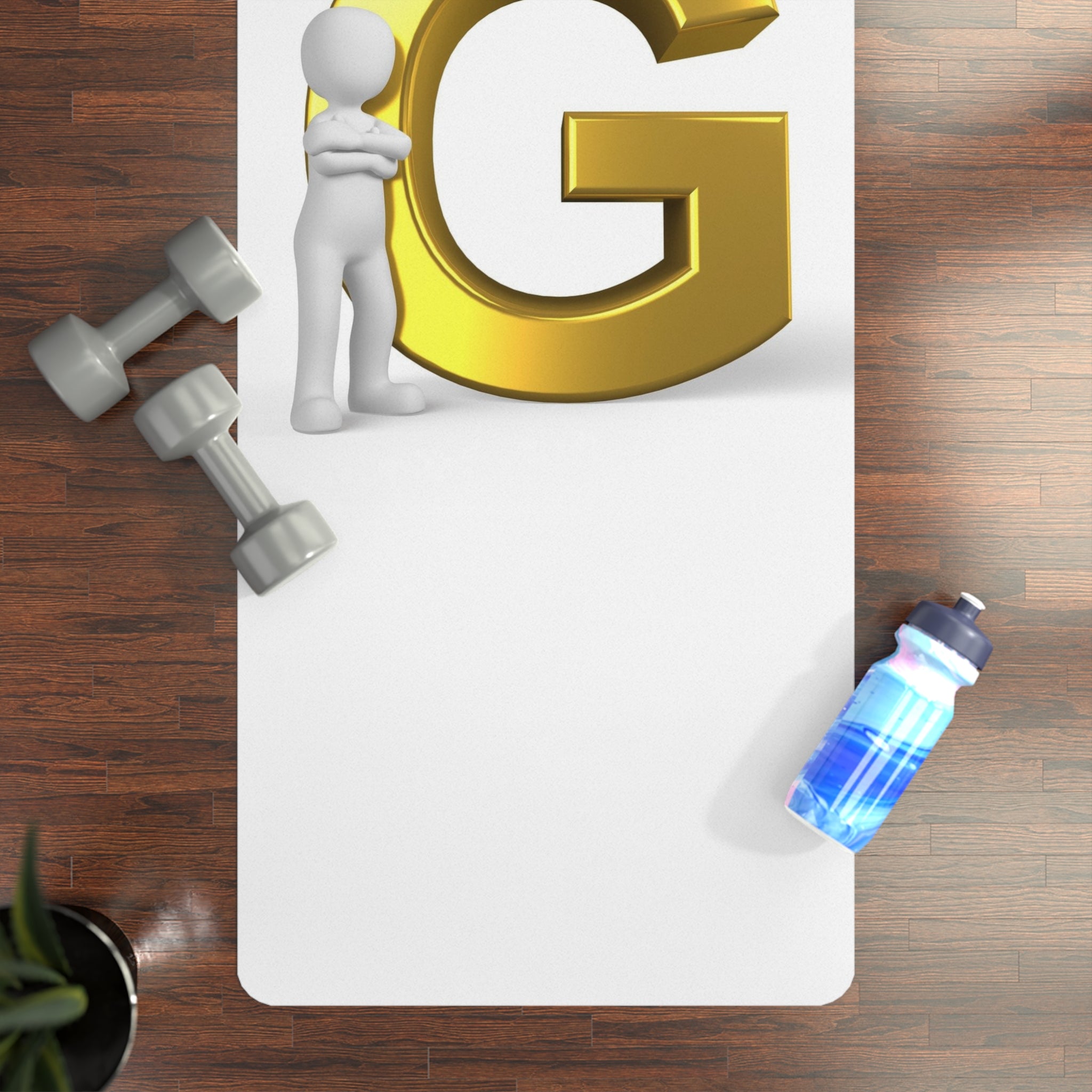 Gold Letter G Initial Yoga Mat | Rubber Alphabet Monogram Mat