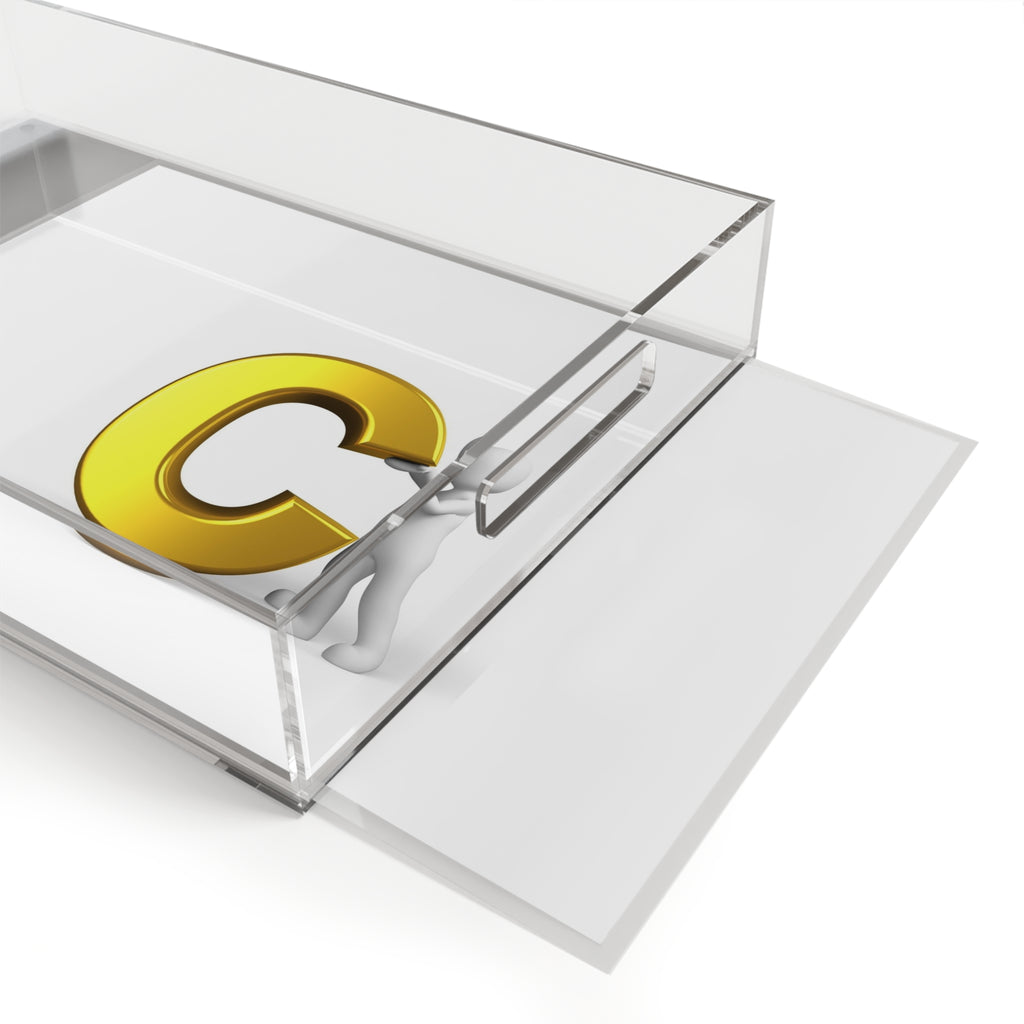3D Figure with Gold Letter C Acrylic Serving Tray | Monogram Initial Decor